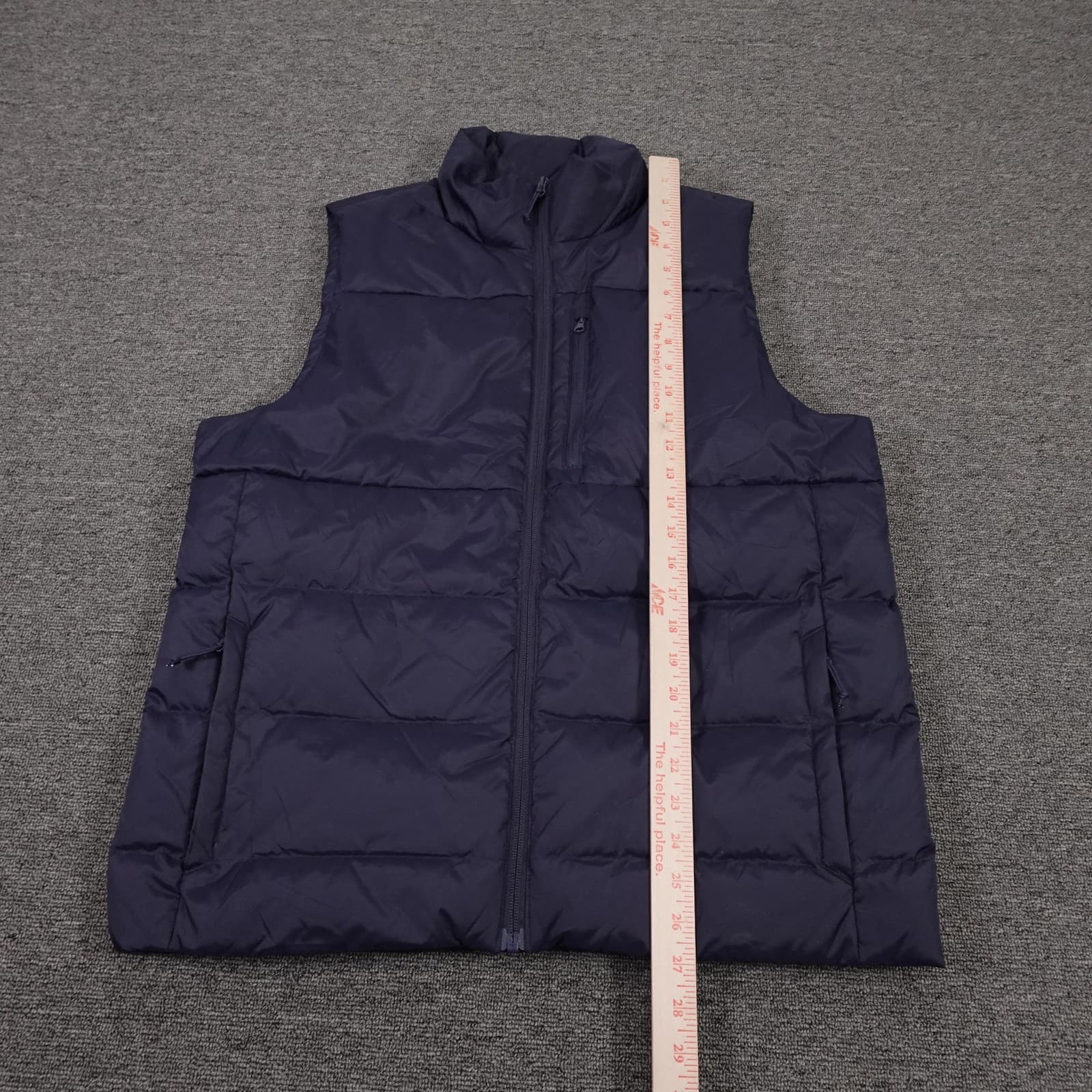 Lands' End Vest Mens Medium Blue Down Puffer Quilted Full Zip Pockets Nylon - Thumbnail 4