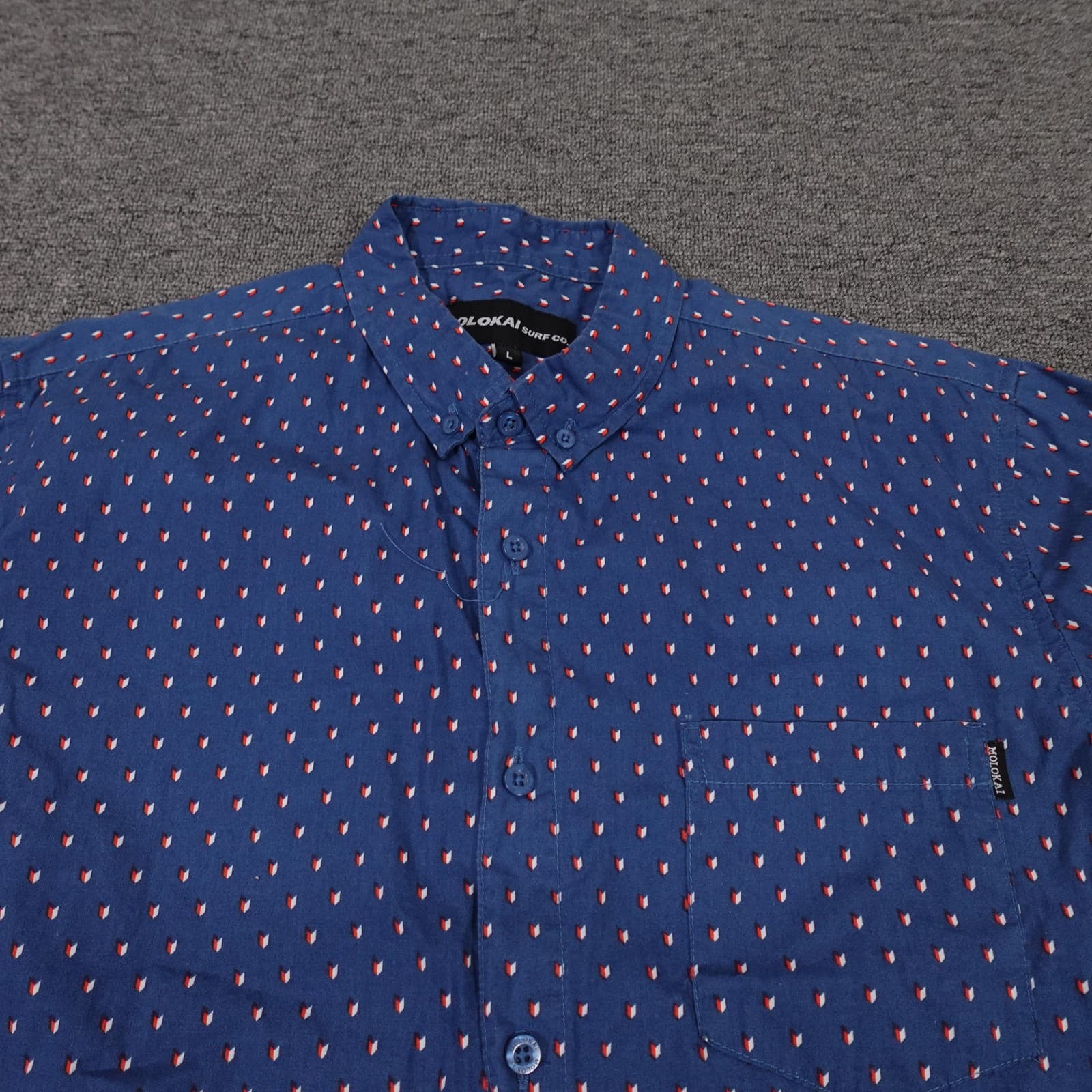 Molokai Surf Co Shirt Mens Large Blue Geometric Short Sleeve Button Up Casual - Thumbnail 3