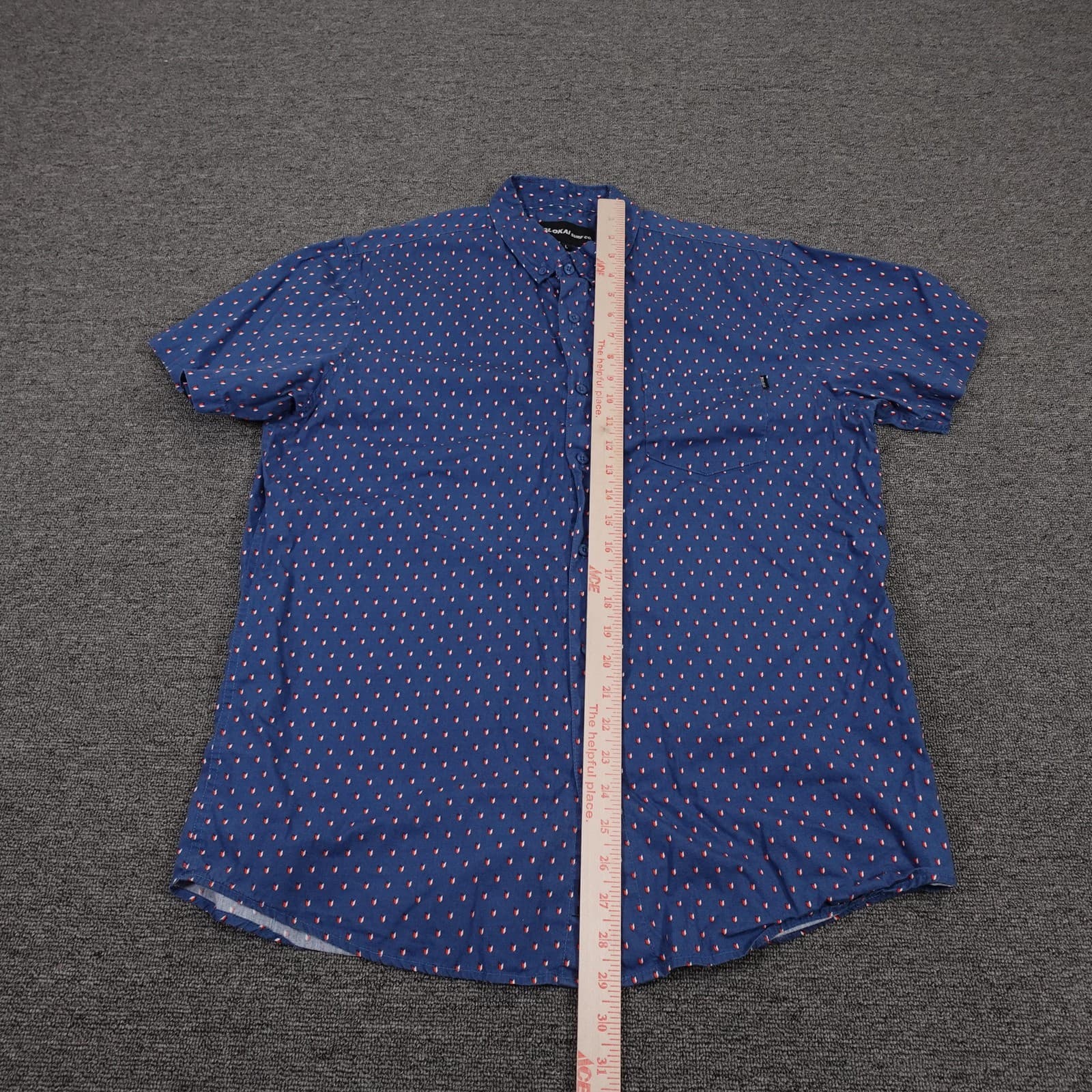 Molokai Surf Co Shirt Mens Large Blue Geometric Short Sleeve Button Up Casual - Thumbnail 6
