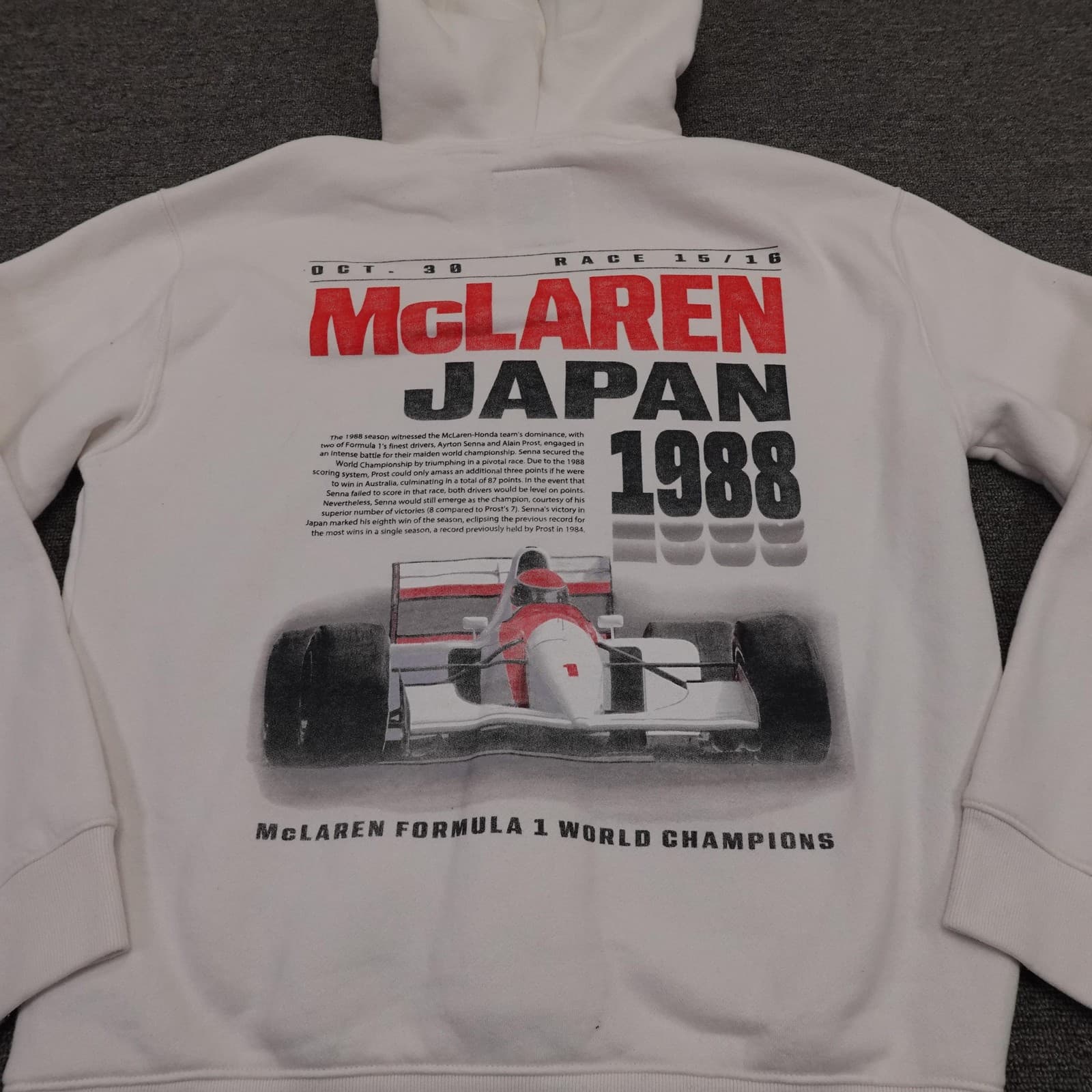 McLaren Formula 1 Sweatshirt Mens Medium White Racing Pullover Hoodie Hollister - Thumbnail 5