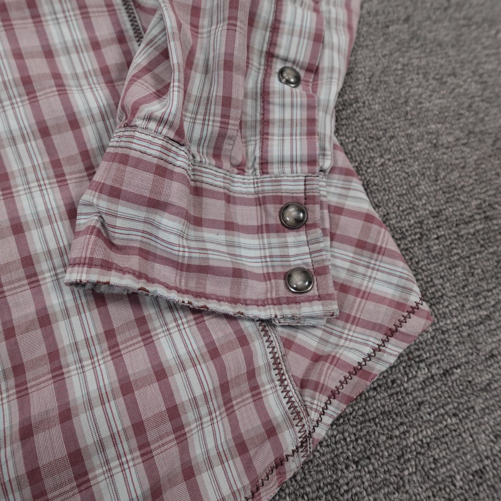 PrAna Shirt Mens Medium Red Plaid Long Sleeve Snap Front Slim Fit Casual - Thumbnail 3