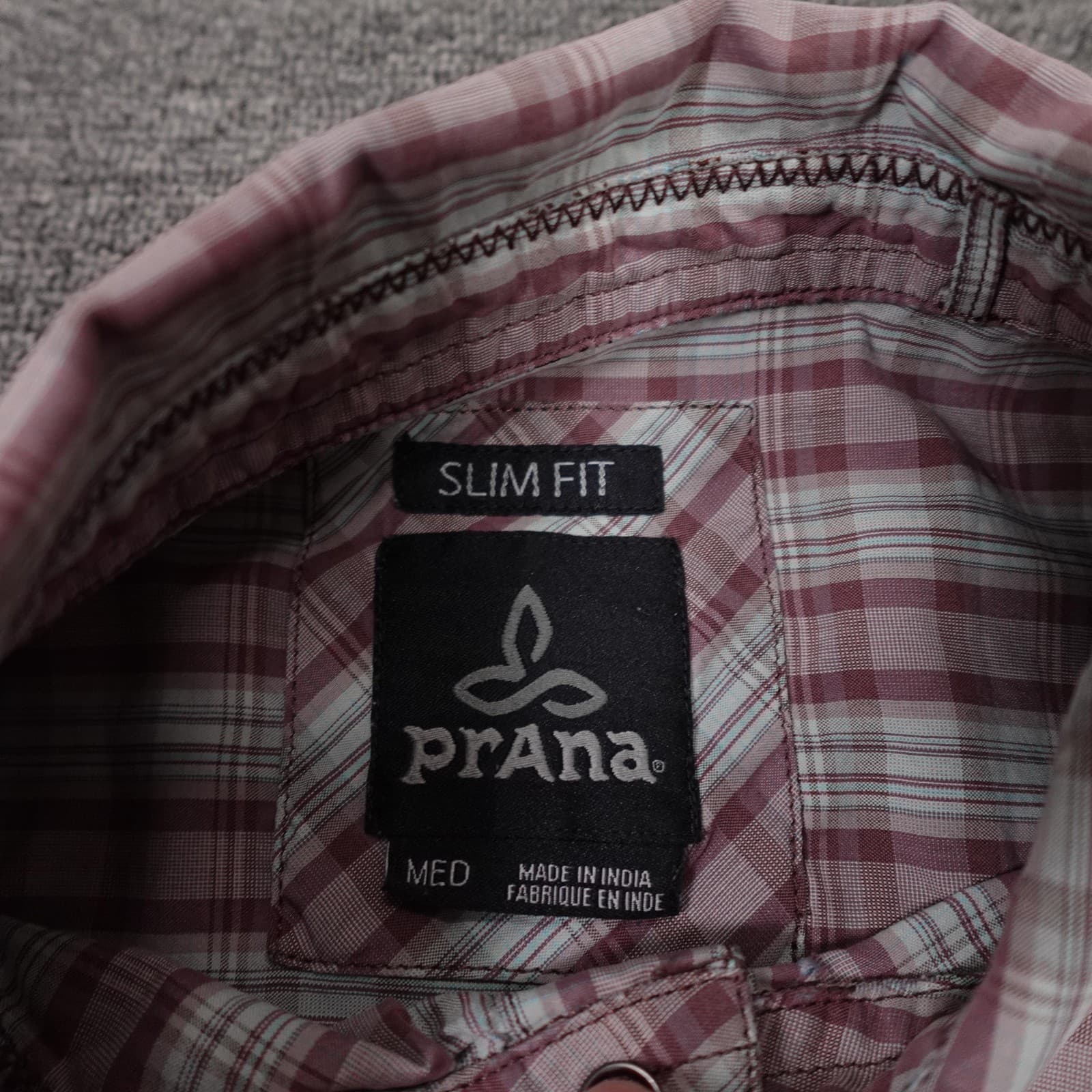 PrAna Shirt Mens Medium Red Plaid Long Sleeve Snap Front Slim Fit Casual - Thumbnail 6