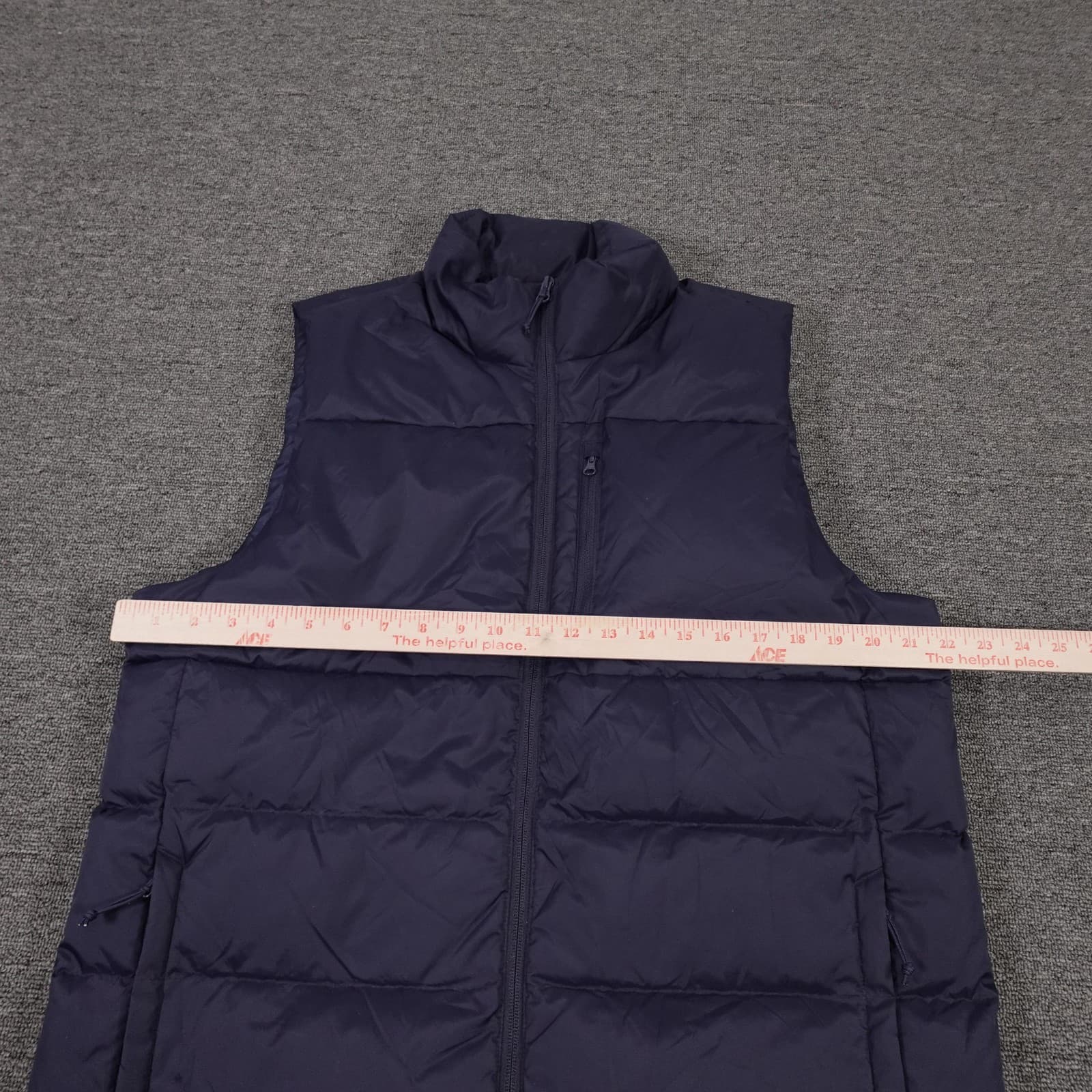 Lands' End Vest Mens Medium Blue Down Puffer Quilted Full Zip Pockets Nylon - Thumbnail 3