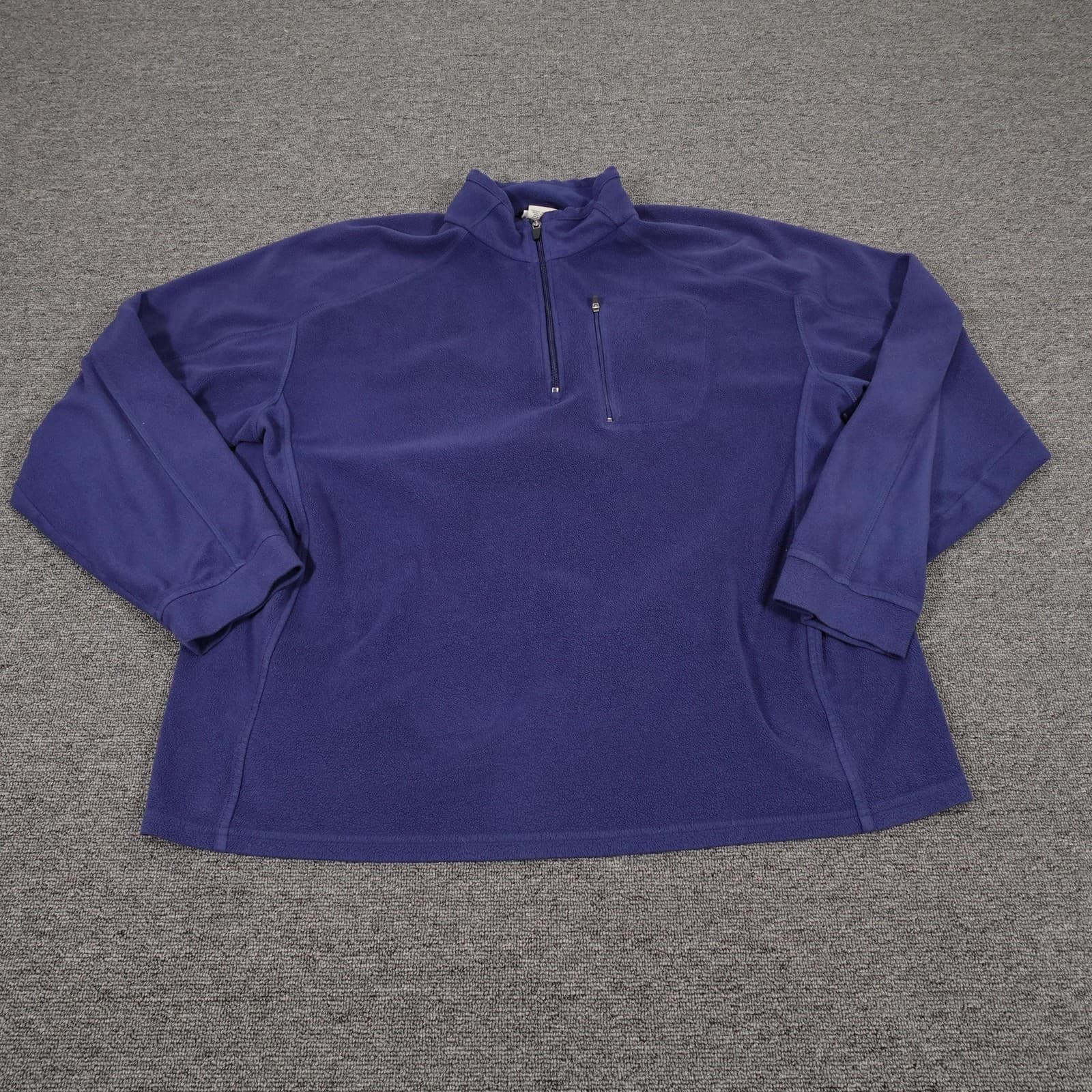 L.L. Bean Pullover Mens XL Blue 1/4 Zip Fleece Mock Neck Long Sleeve Top