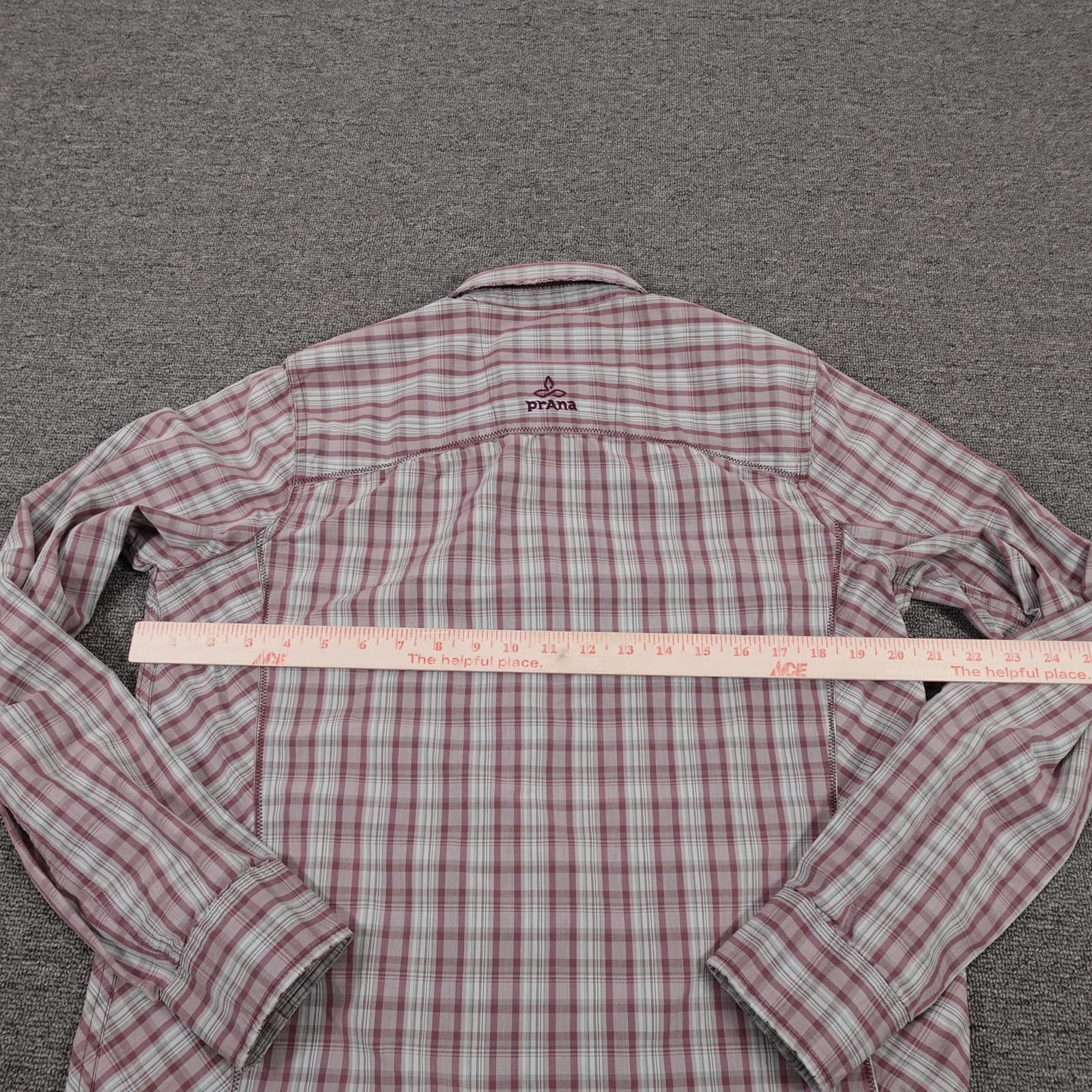 PrAna Shirt Mens Medium Red Plaid Long Sleeve Snap Front Slim Fit Casual - Thumbnail 7