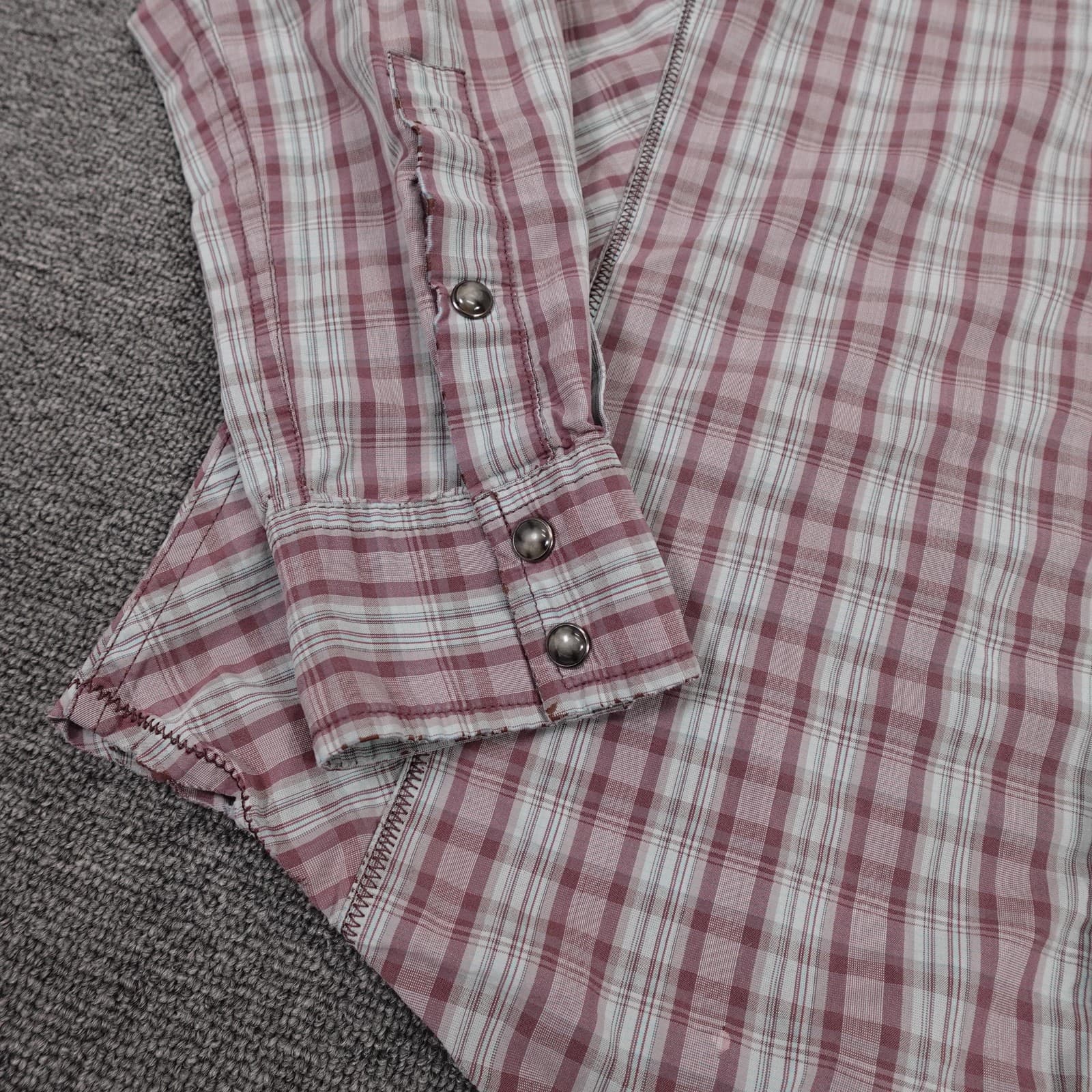 PrAna Shirt Mens Medium Red Plaid Long Sleeve Snap Front Slim Fit Casual - Thumbnail 4