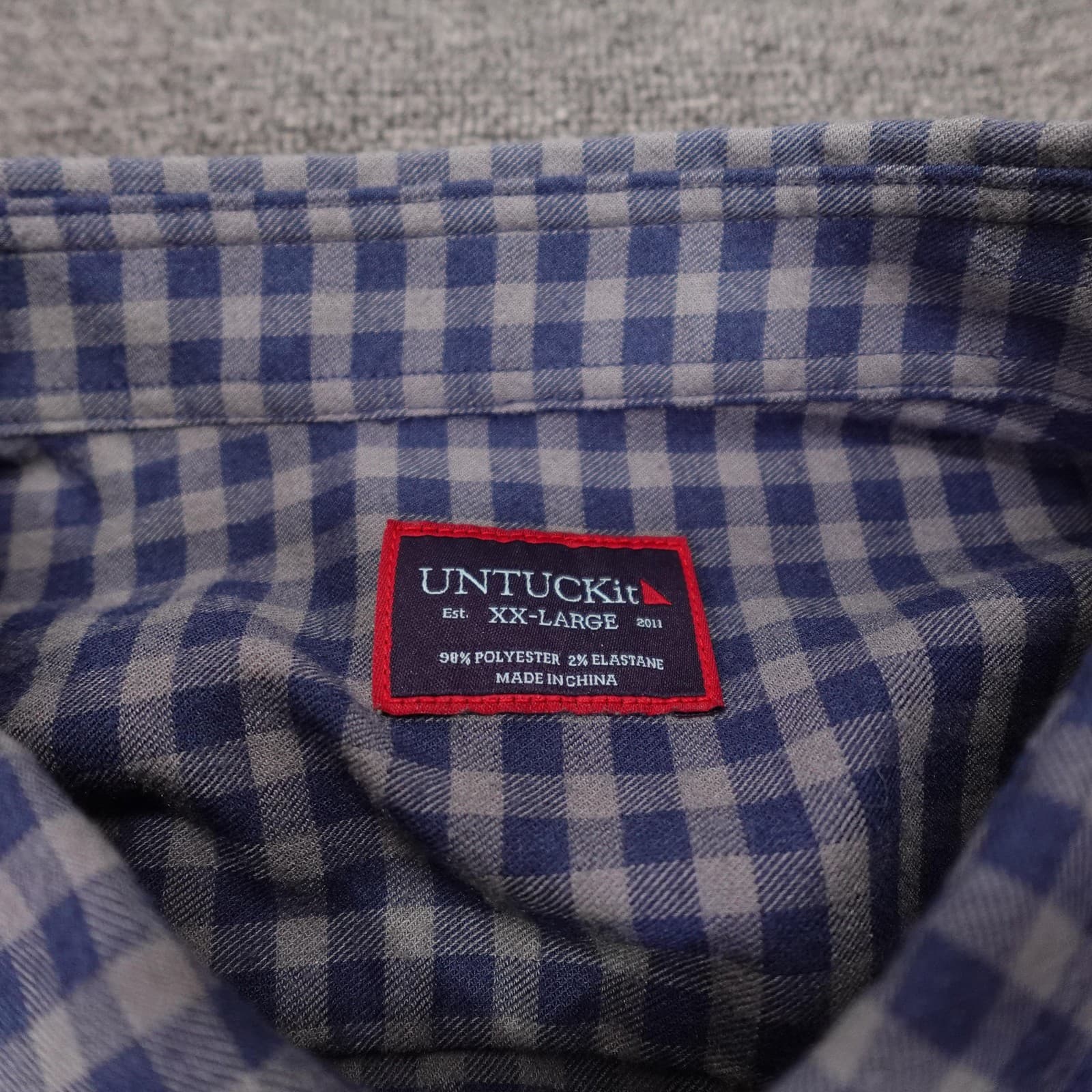 UNTUCKit Shirt Mens 2XL Blue Check Long Sleeve Button Down Stretch Casual Woven - Thumbnail 3