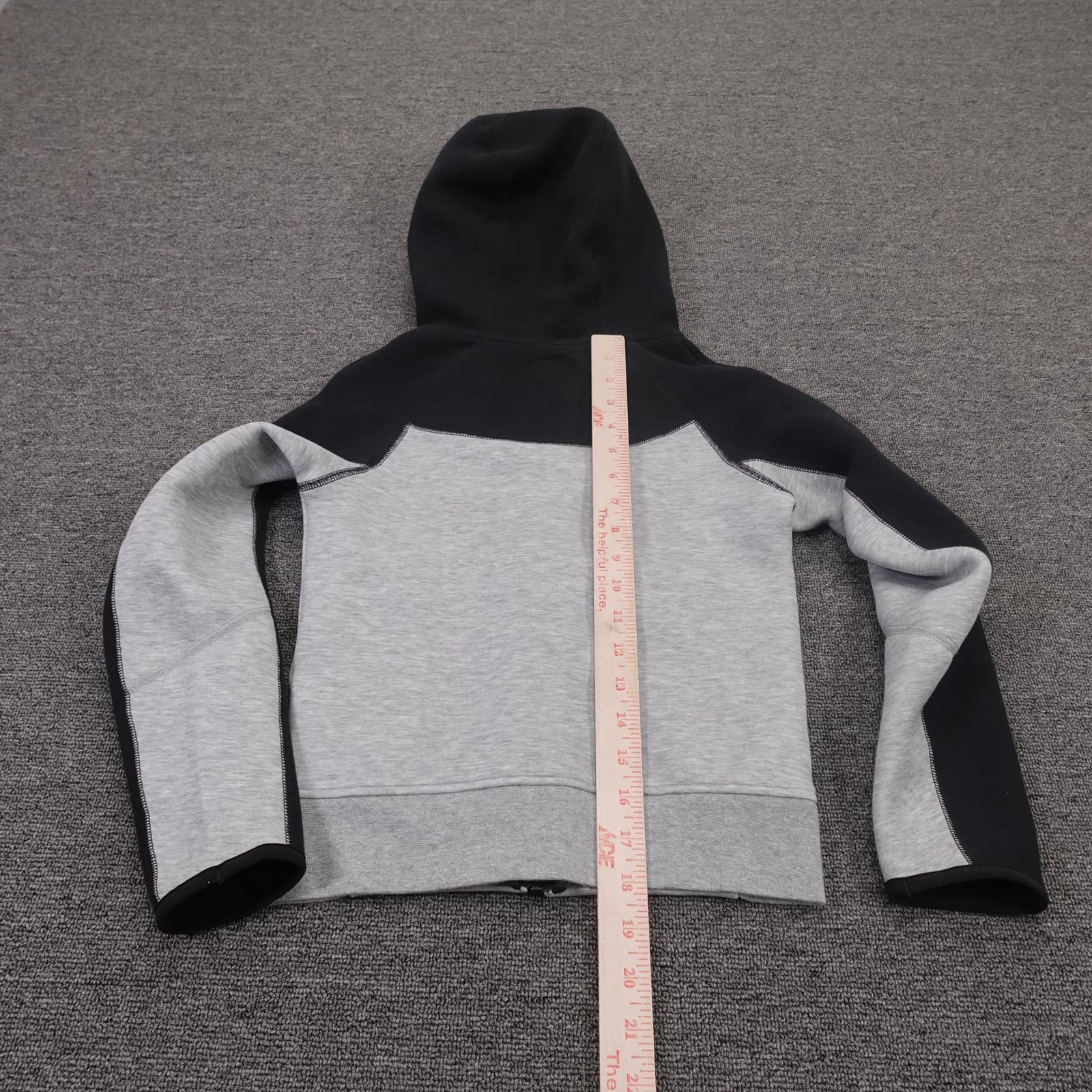 Nike Hoodie Youth XS Gray Black Colorblock Fleece Full Zip Logo Sweatshirt - Thumbnail 5