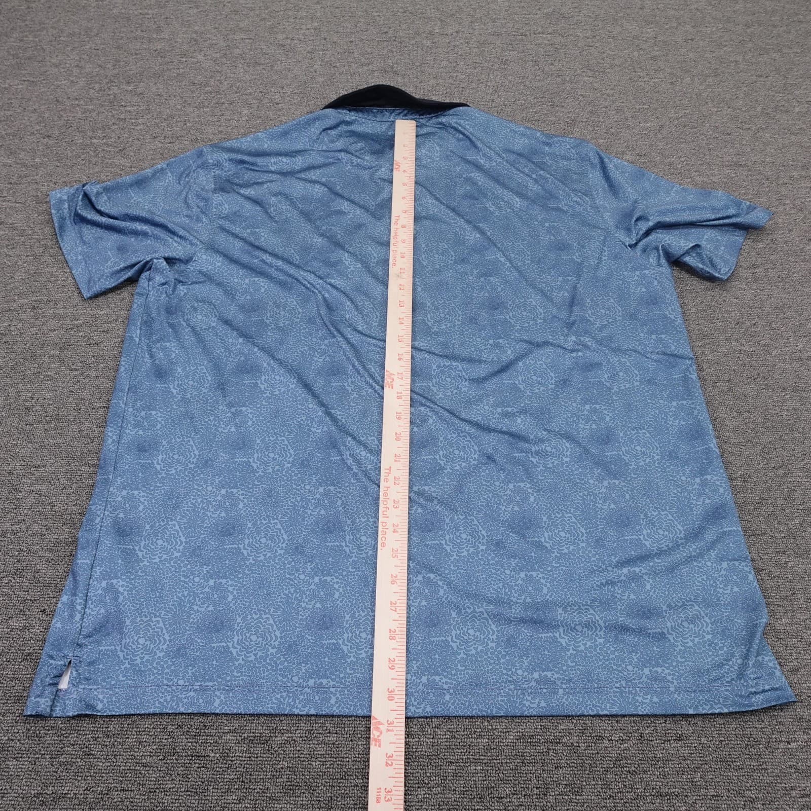 Maelreg Polo Shirt Mens 2XL Blue Floral Golf Performance Stretch Short Sleeve - Thumbnail 5
