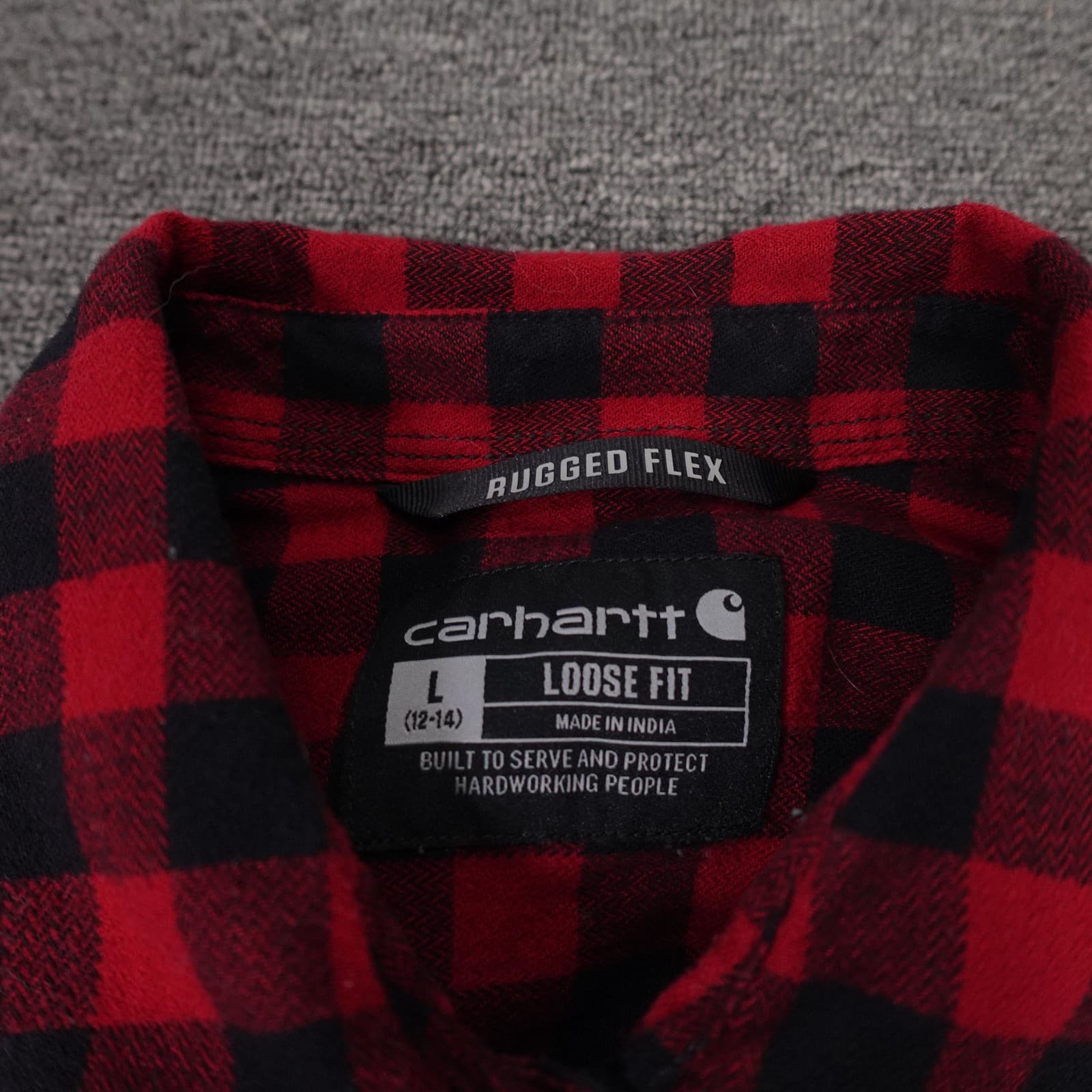 Carhartt Shirt Womens Large Red Plaid Flannel Rugged Flex Button Up Long Sleeve - Thumbnail 2
