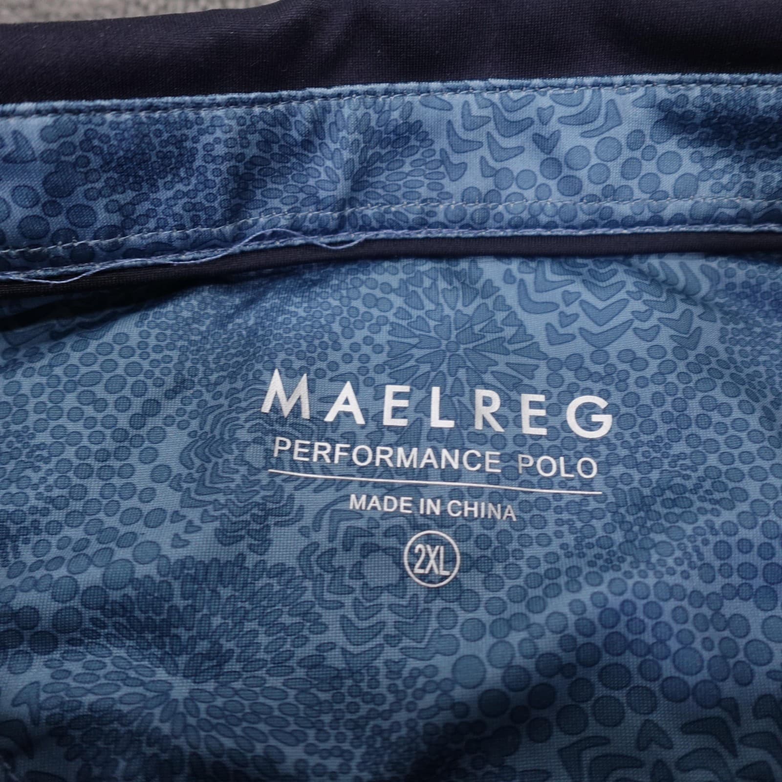 Maelreg Polo Shirt Mens 2XL Blue Floral Golf Performance Stretch Short Sleeve - Thumbnail 3