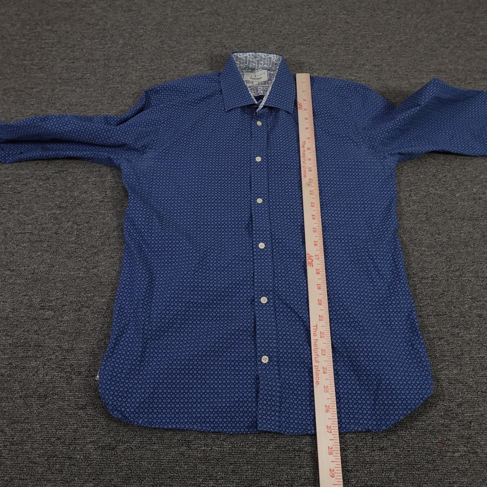 Ted Baker Endurance Dress Shirt Mens 15.5 Blue Geometric Slim Fit Long Sleeve - Thumbnail 6