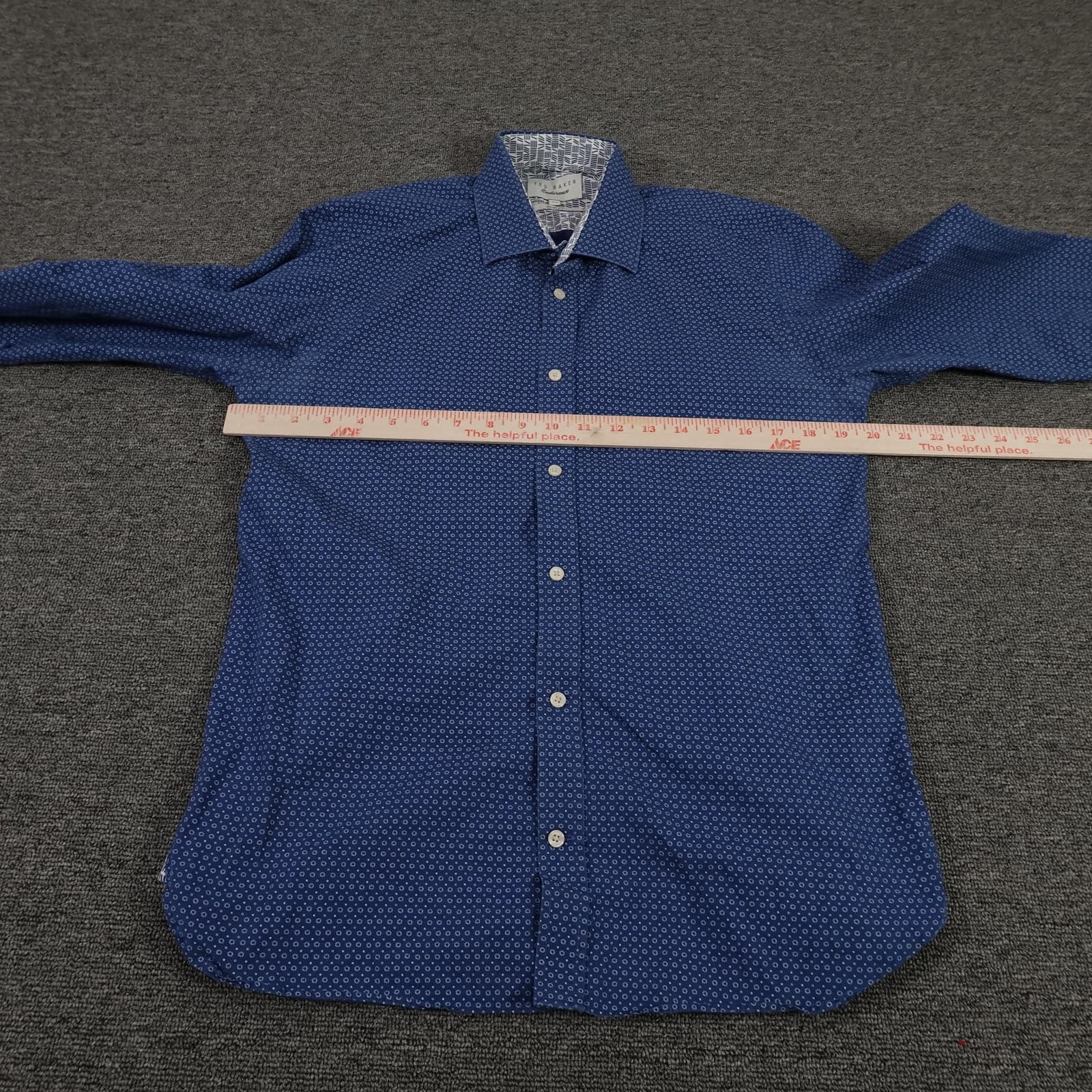 Ted Baker Endurance Dress Shirt Mens 15.5 Blue Geometric Slim Fit Long Sleeve - Thumbnail 4