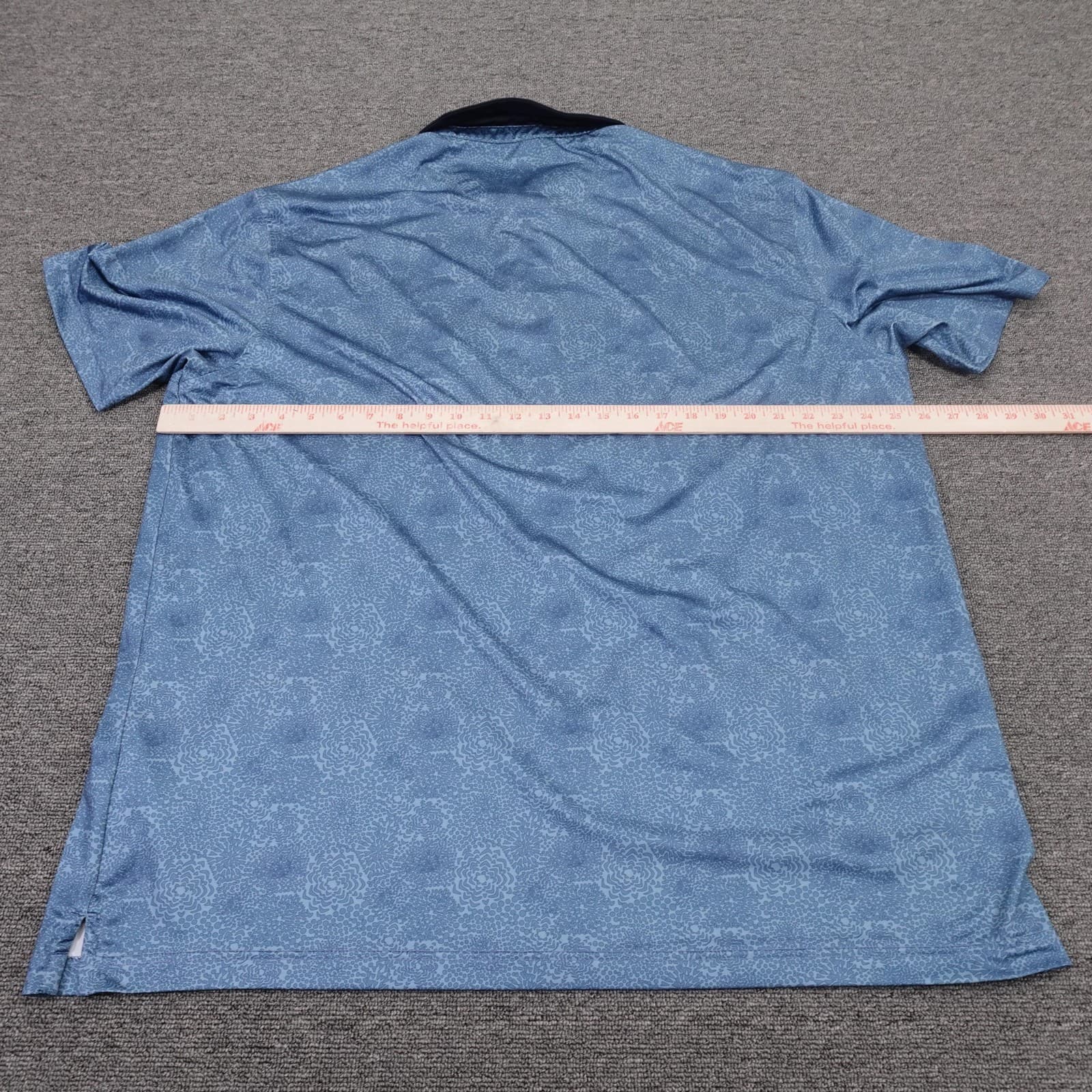 Maelreg Polo Shirt Mens 2XL Blue Floral Golf Performance Stretch Short Sleeve - Thumbnail 4