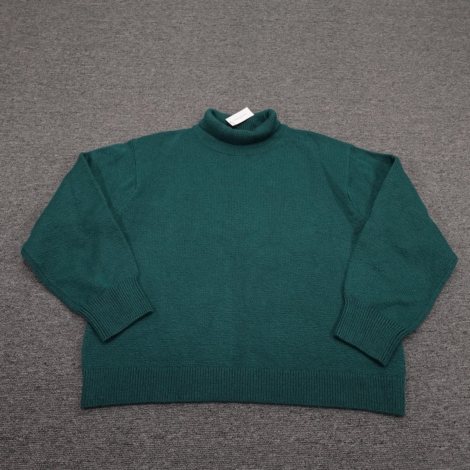 Banana Republic Sweater Womens Large Green Turtleneck Knit Pullover Stretch
