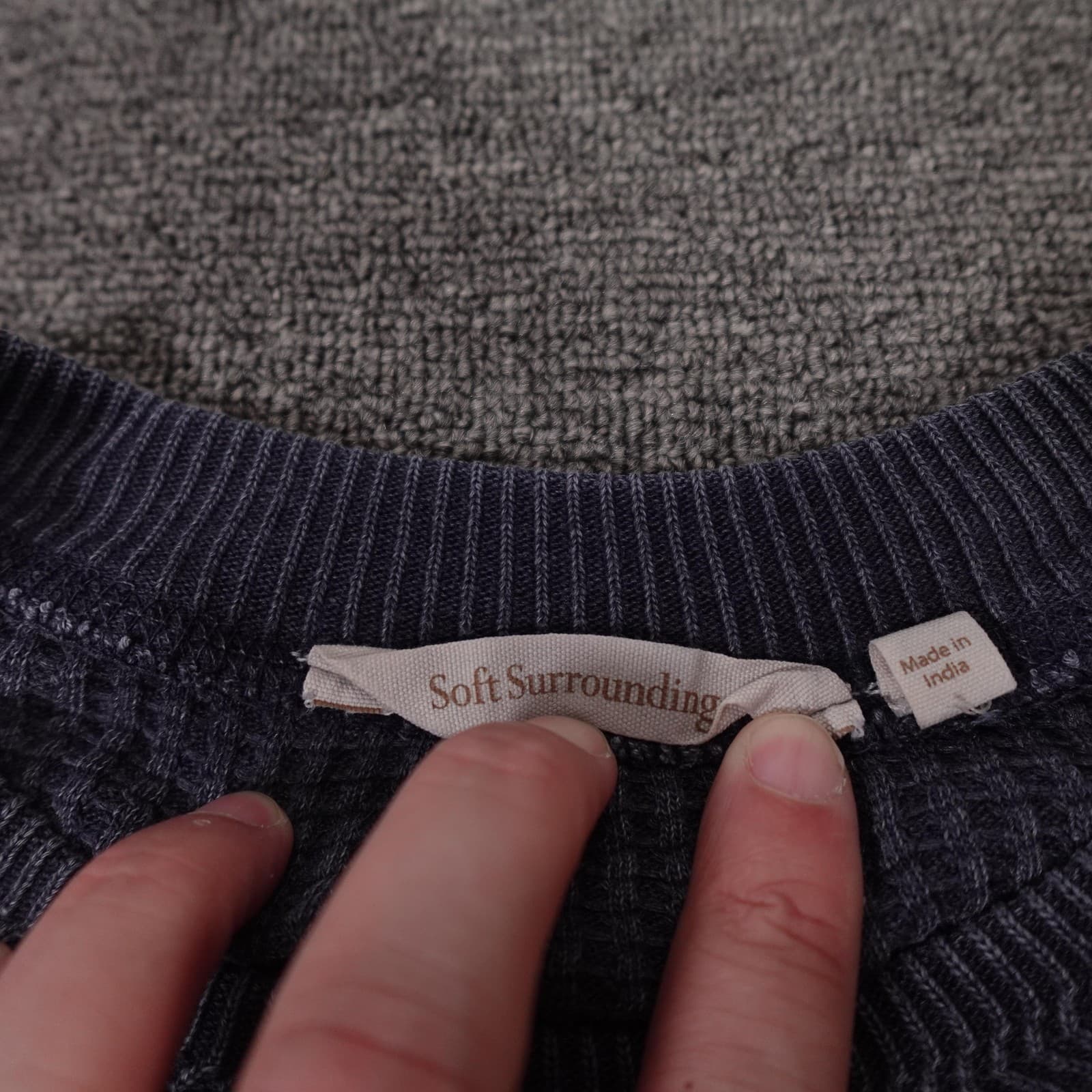 Soft Surroundings Sweater Tunic Womens Petite XS Blue Waffle Knit Long Sleeve - Thumbnail 2