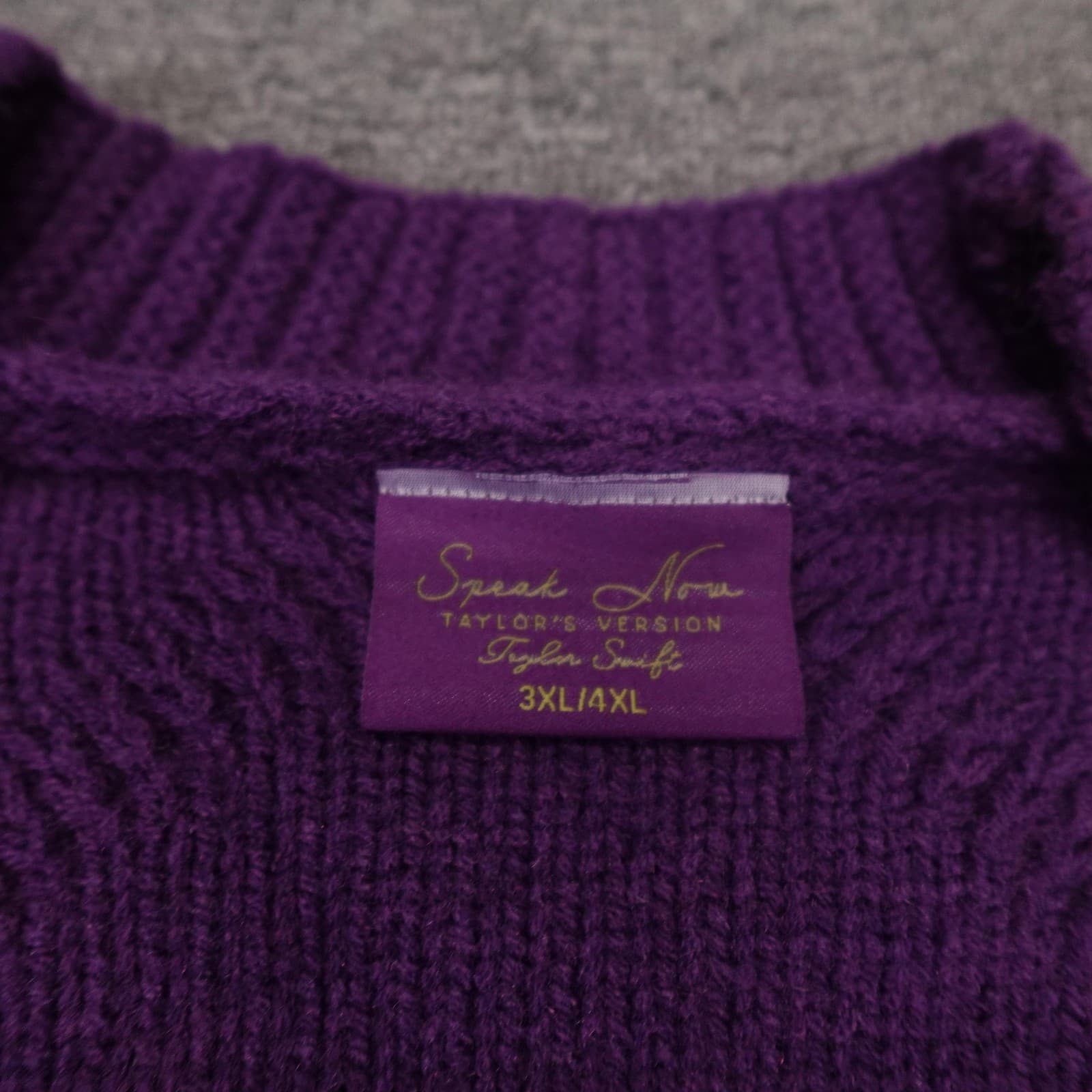 Speak Now Taylor's Version Sweater Cardigan Womens 3XL/4XL Purple Stars Knit - Thumbnail 4