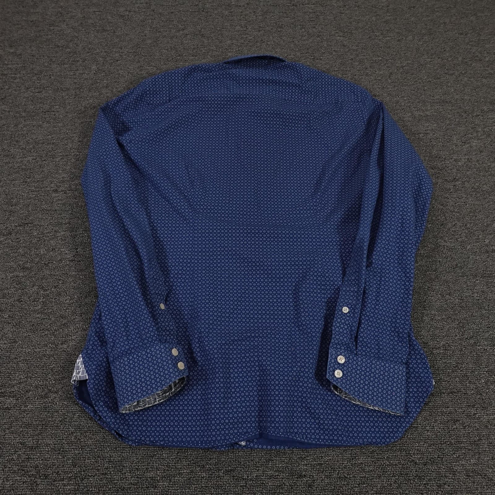 Ted Baker Endurance Dress Shirt Mens 15.5 Blue Geometric Slim Fit Long Sleeve - Thumbnail 9