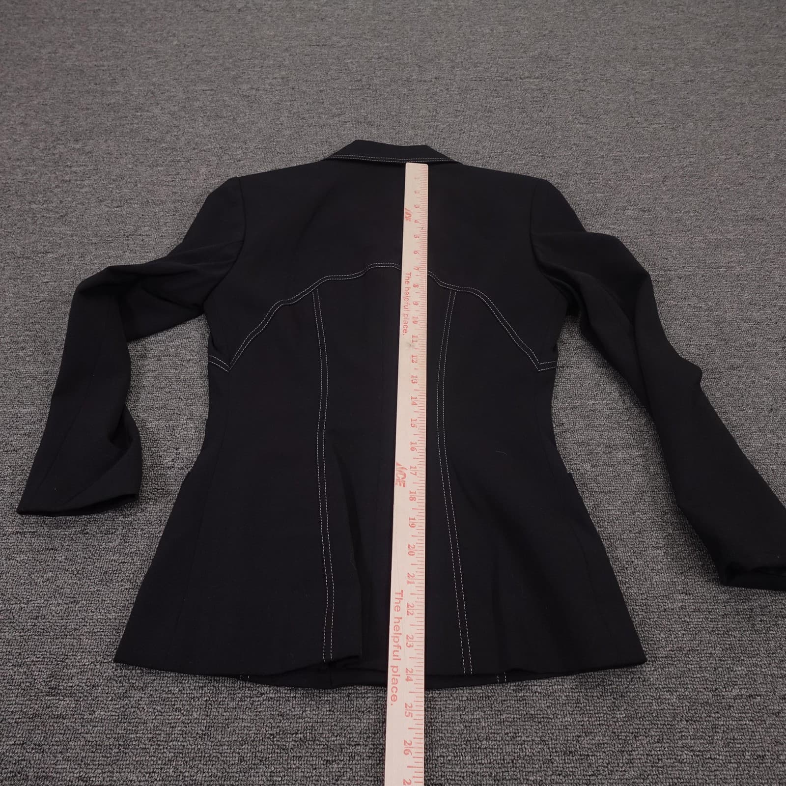 Vintage Bebe Blazer Womens 0 Black Contrast Stitch Fitted Lined Made USA 90s Y2K - Thumbnail 6