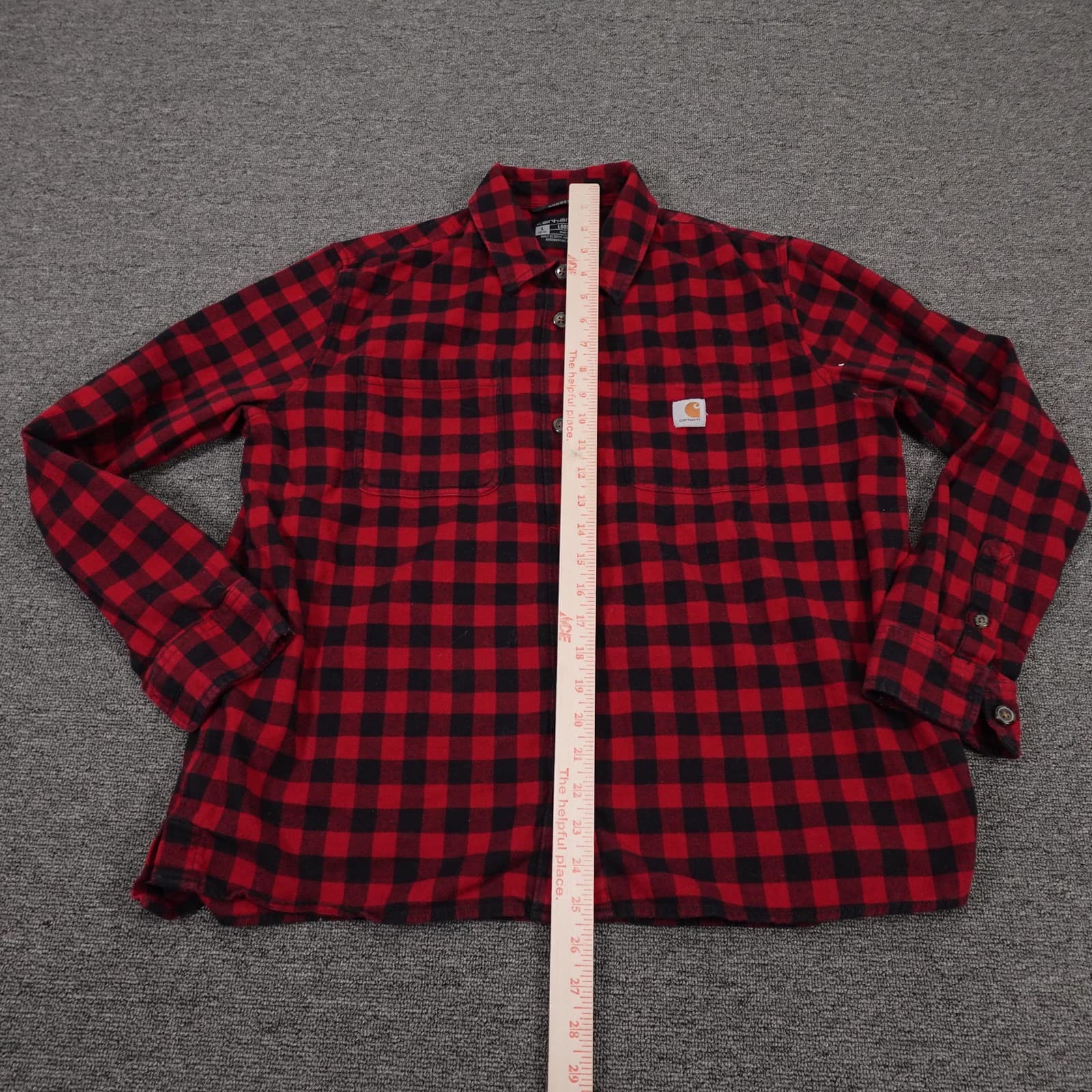 Carhartt Shirt Womens Large Red Plaid Flannel Rugged Flex Button Up Long Sleeve - Thumbnail 4