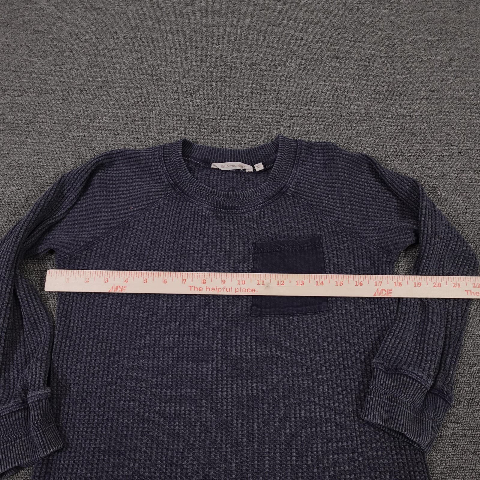 Soft Surroundings Sweater Tunic Womens Petite XS Blue Waffle Knit Long Sleeve - Thumbnail 4
