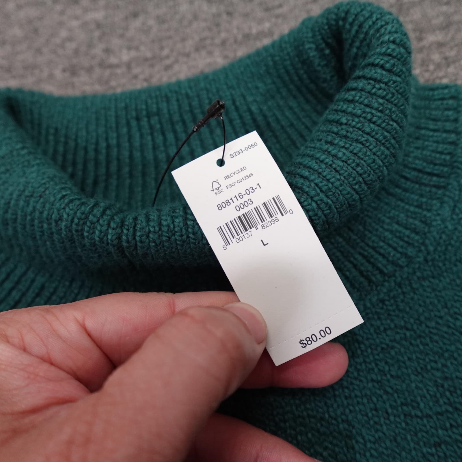 Banana Republic Sweater Womens Large Green Turtleneck Knit Pullover Stretch - Thumbnail 3