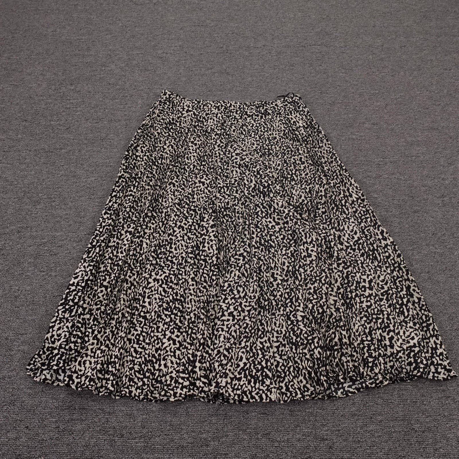 Lucy Paris Izzy Pleated Skirt Womens Medium Black Animal Print Midi Lightweight