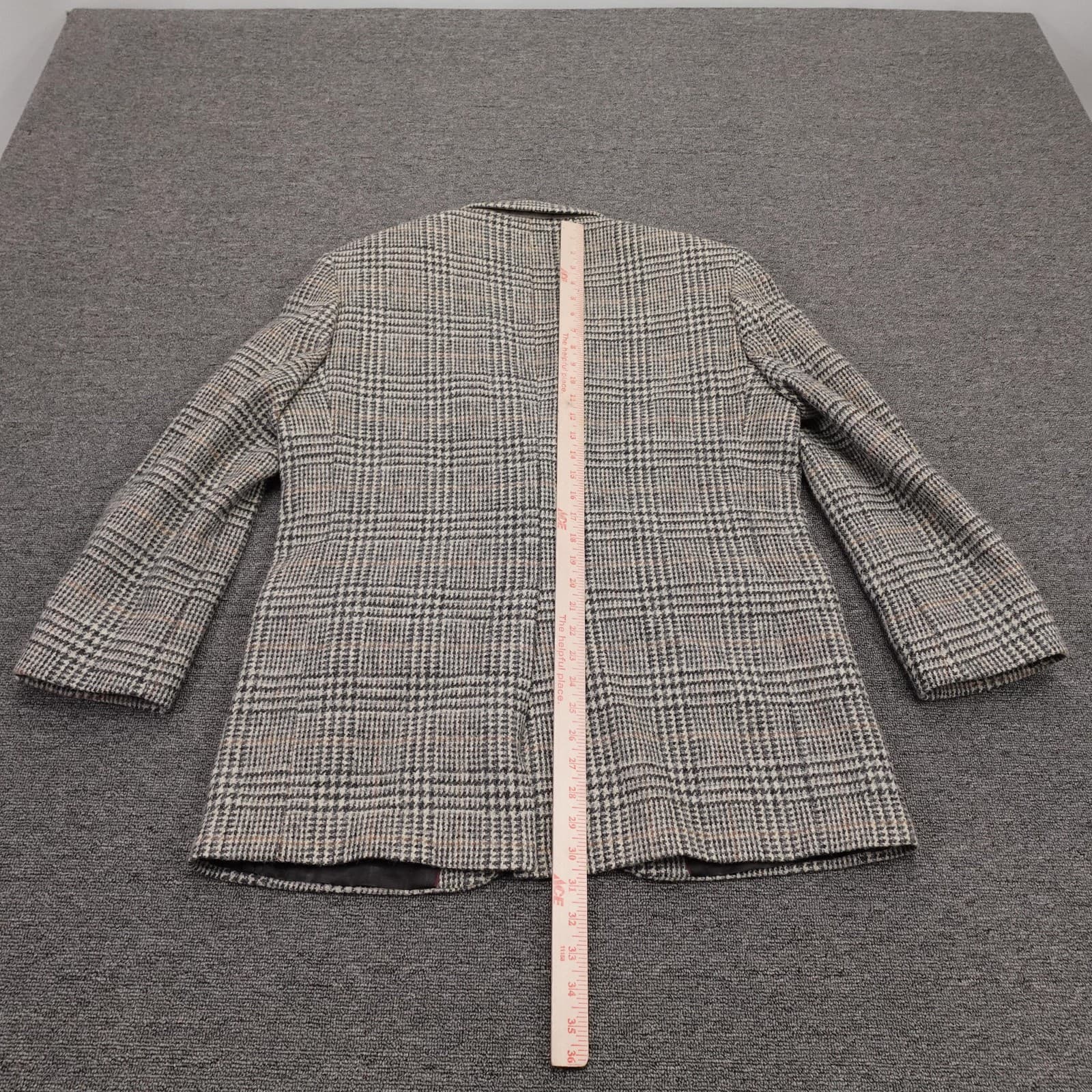 Lands' End Harris Tweed Blazer Mens 41R Gray Plaid Wool Sport Coat Jacket - Thumbnail 14