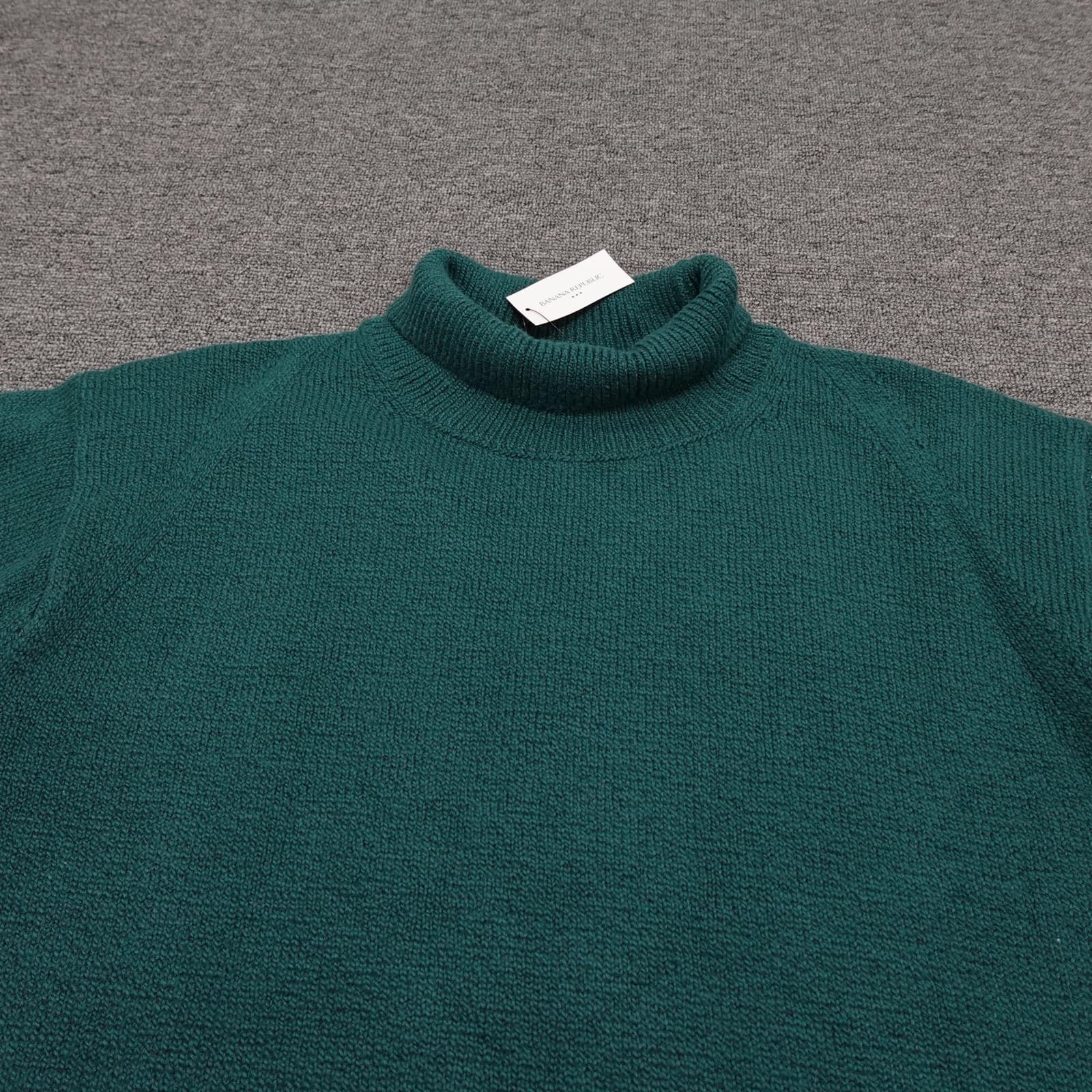 Banana Republic Sweater Womens Large Green Turtleneck Knit Pullover Stretch - Thumbnail 2