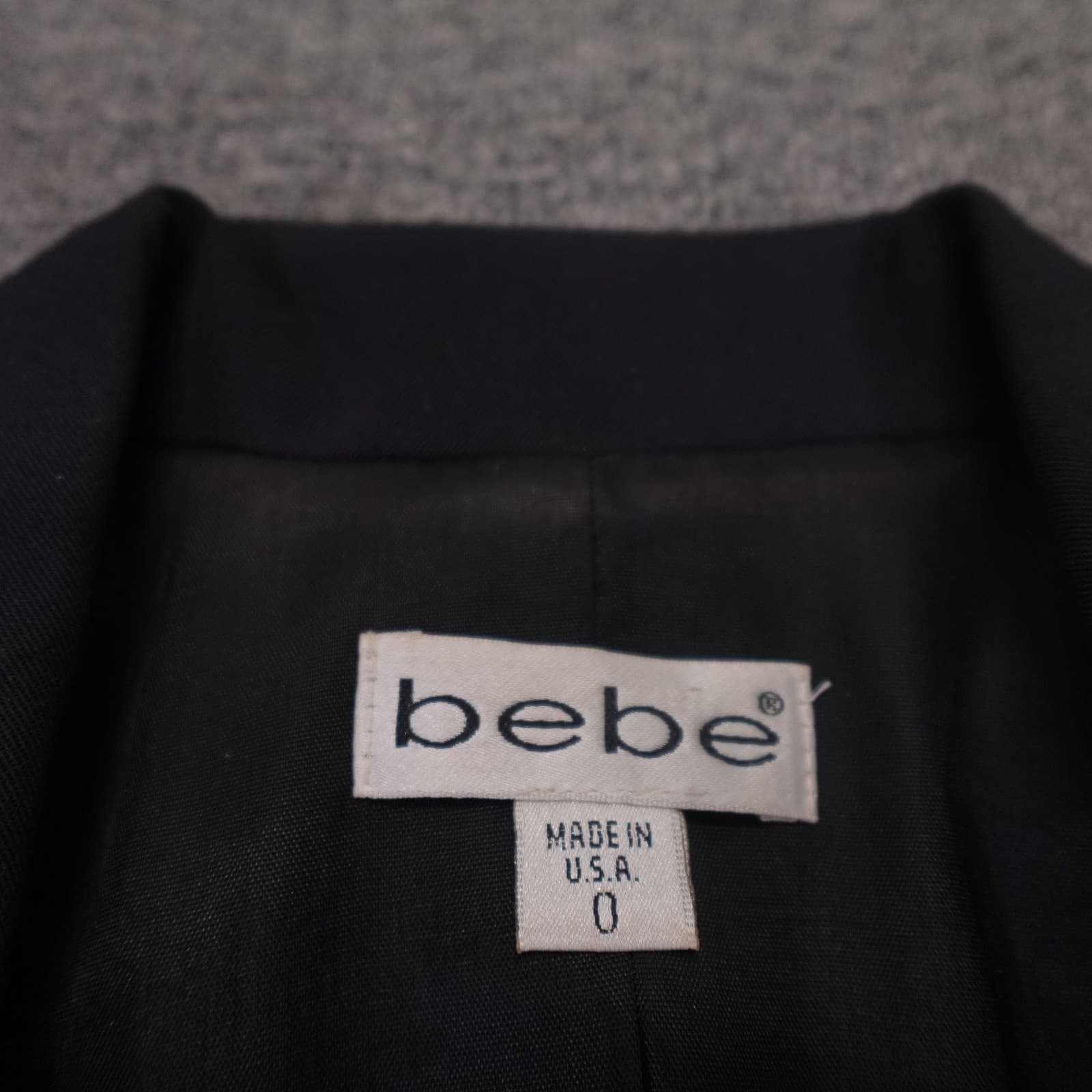 Vintage Bebe Blazer Womens 0 Black Contrast Stitch Fitted Lined Made USA 90s Y2K - Thumbnail 3