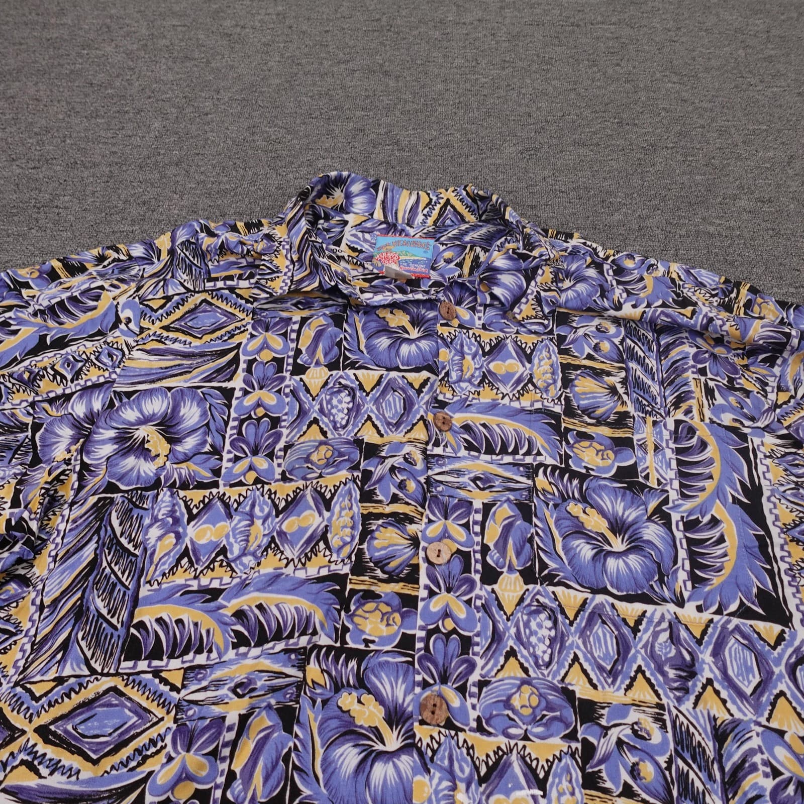 Vintage Kealohas Shirt Mens 2XL Multicolor Floral Hawaiian Short Sleeve Rayon - Thumbnail 2