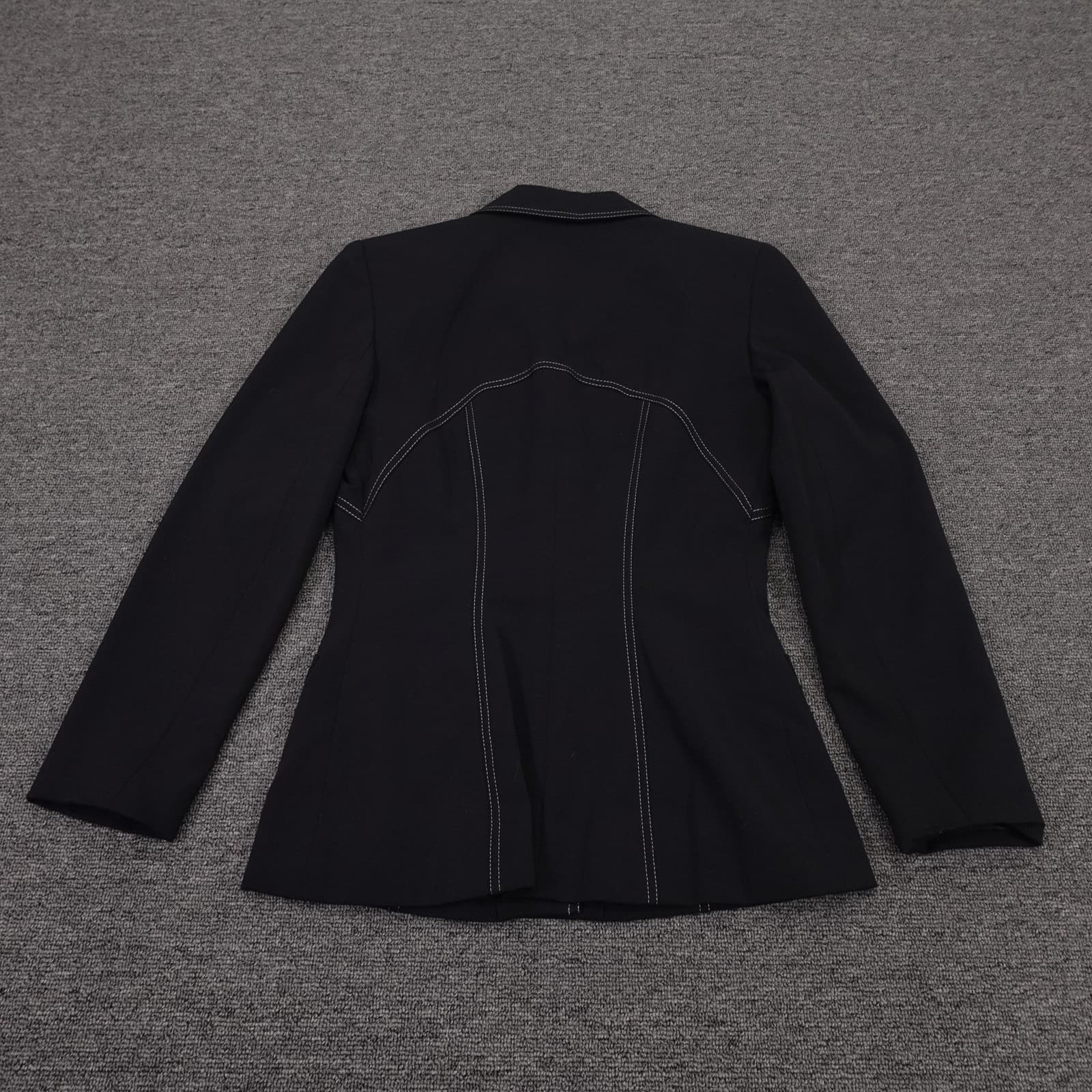 Vintage Bebe Blazer Womens 0 Black Contrast Stitch Fitted Lined Made USA 90s Y2K - Thumbnail 4