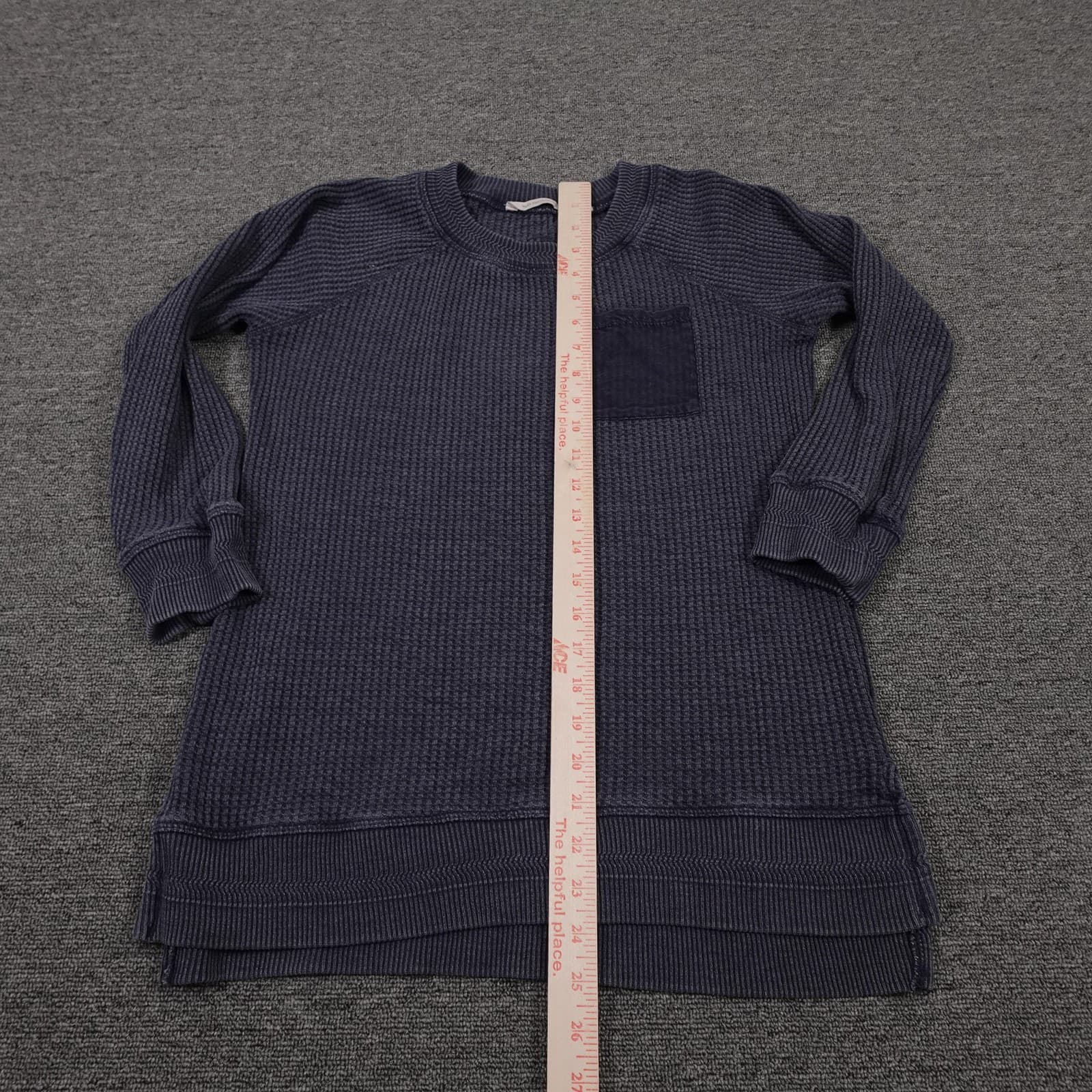 Soft Surroundings Sweater Tunic Womens Petite XS Blue Waffle Knit Long Sleeve - Thumbnail 5