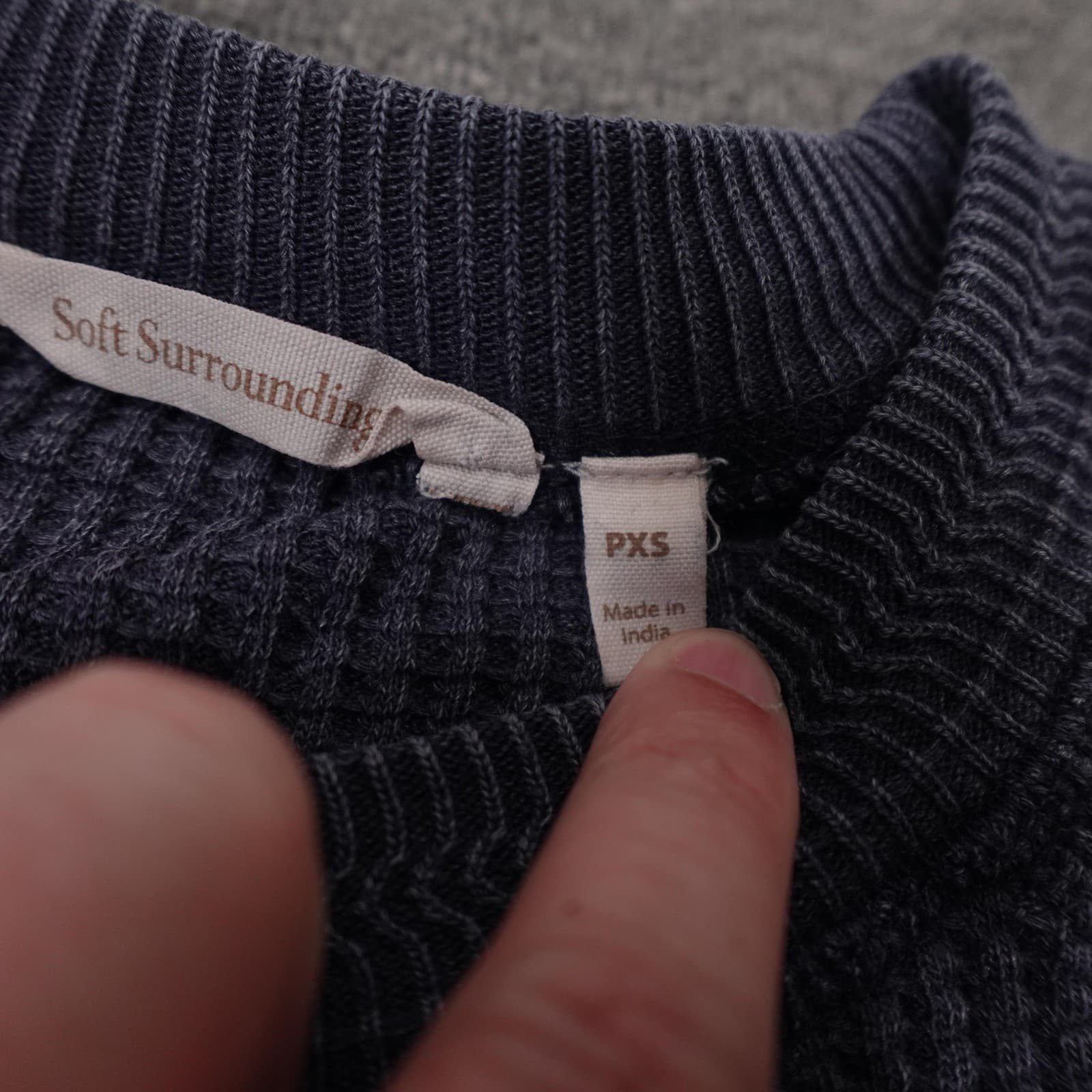 Soft Surroundings Sweater Tunic Womens Petite XS Blue Waffle Knit Long Sleeve - Thumbnail 3