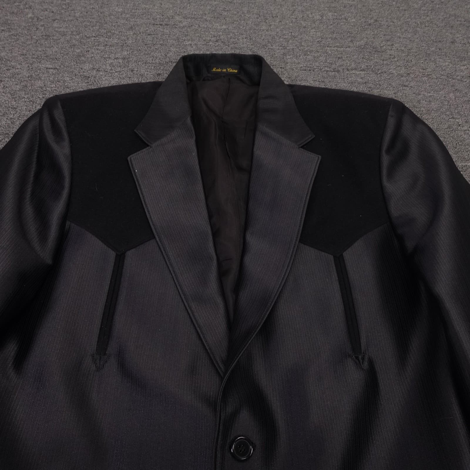 Circle S Suit Jacket Mens 44 Long Black Western Yoke 2 Button Cowboy Formal - Thumbnail 2
