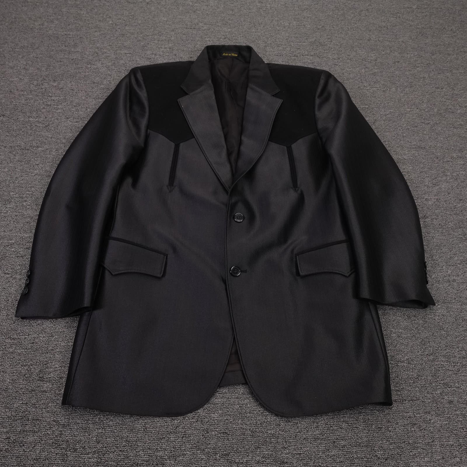 Circle S Suit Jacket Mens 44 Long Black Western Yoke 2 Button Cowboy Formal