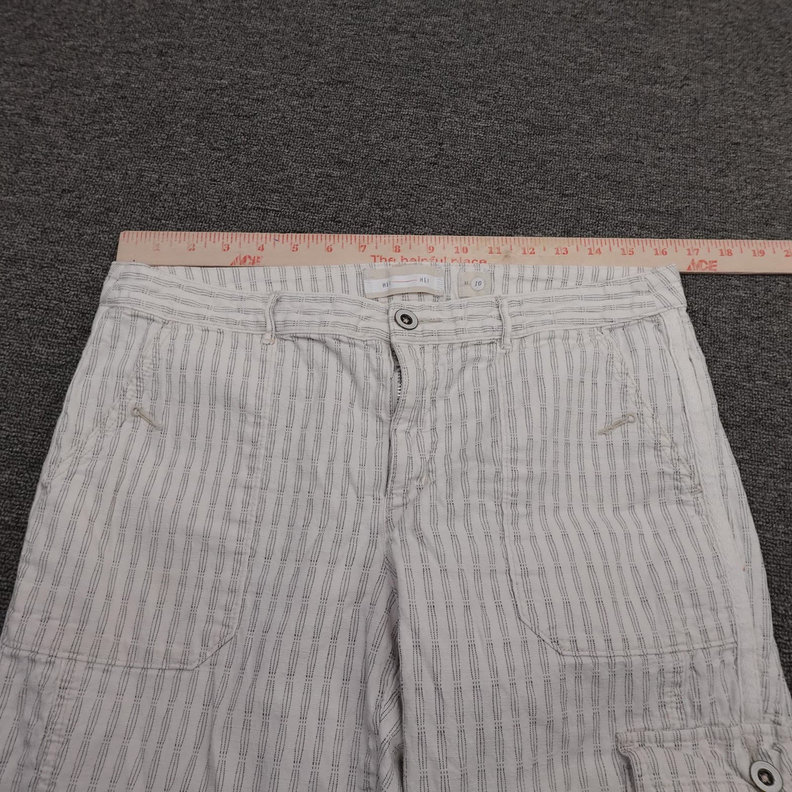 Hei Hei Pants Womens 10 White Stripe Cargo Lightweight Stretch Casual Summer - Thumbnail 6