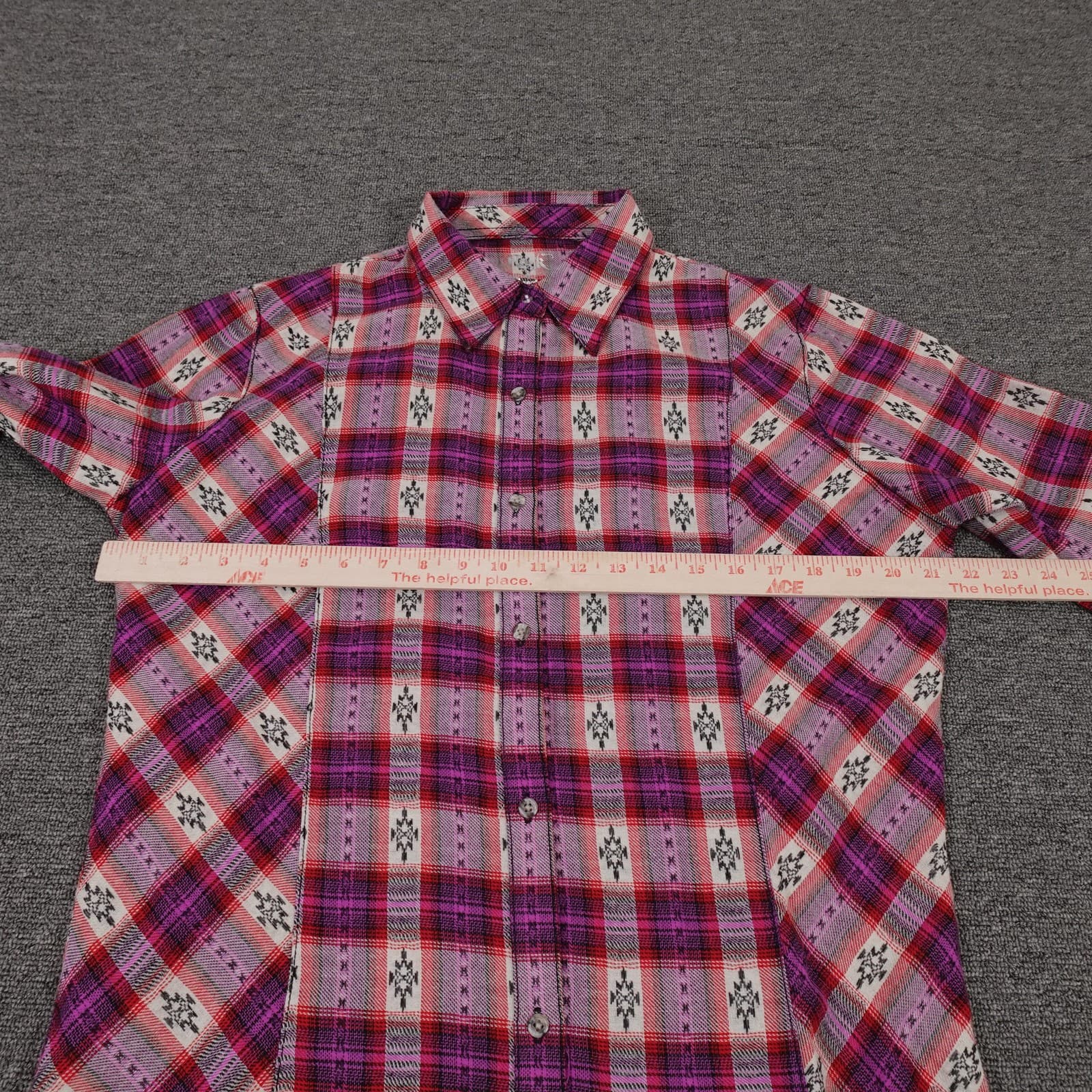 Wrangler Shirt Dress Womens Large Pink Plaid Flannel Button Front Long Sleeve - Thumbnail 4