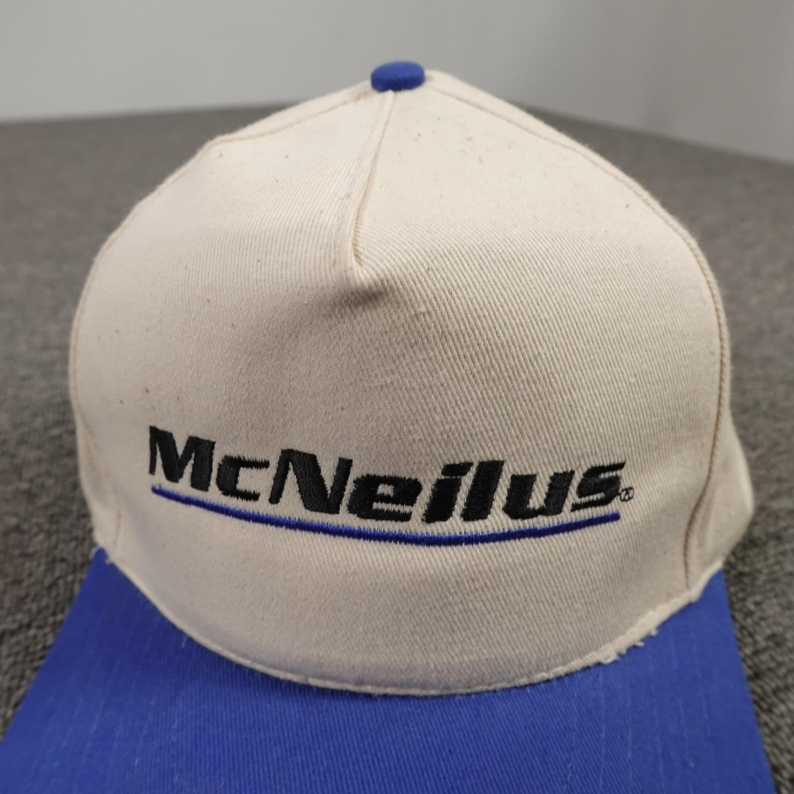 Vintage KC McNeilus Hat Cap Snap Back One Size Beige Blue Mens Truck 90s - Thumbnail 2