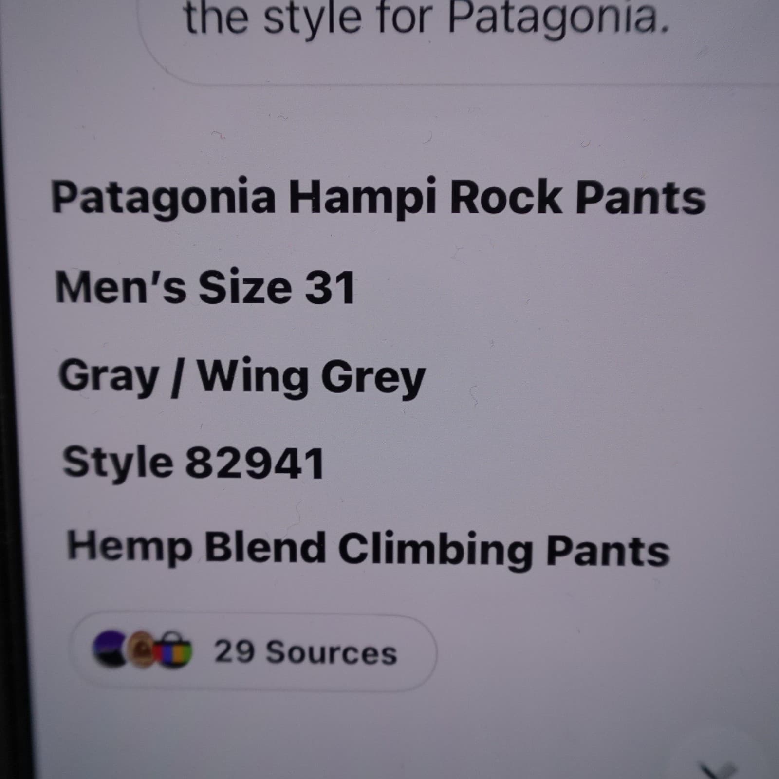 Patagonia Hampi Rock Pants Mens 31x30 Gray Hemp Climbing Hiking Lightweight - Thumbnail 4