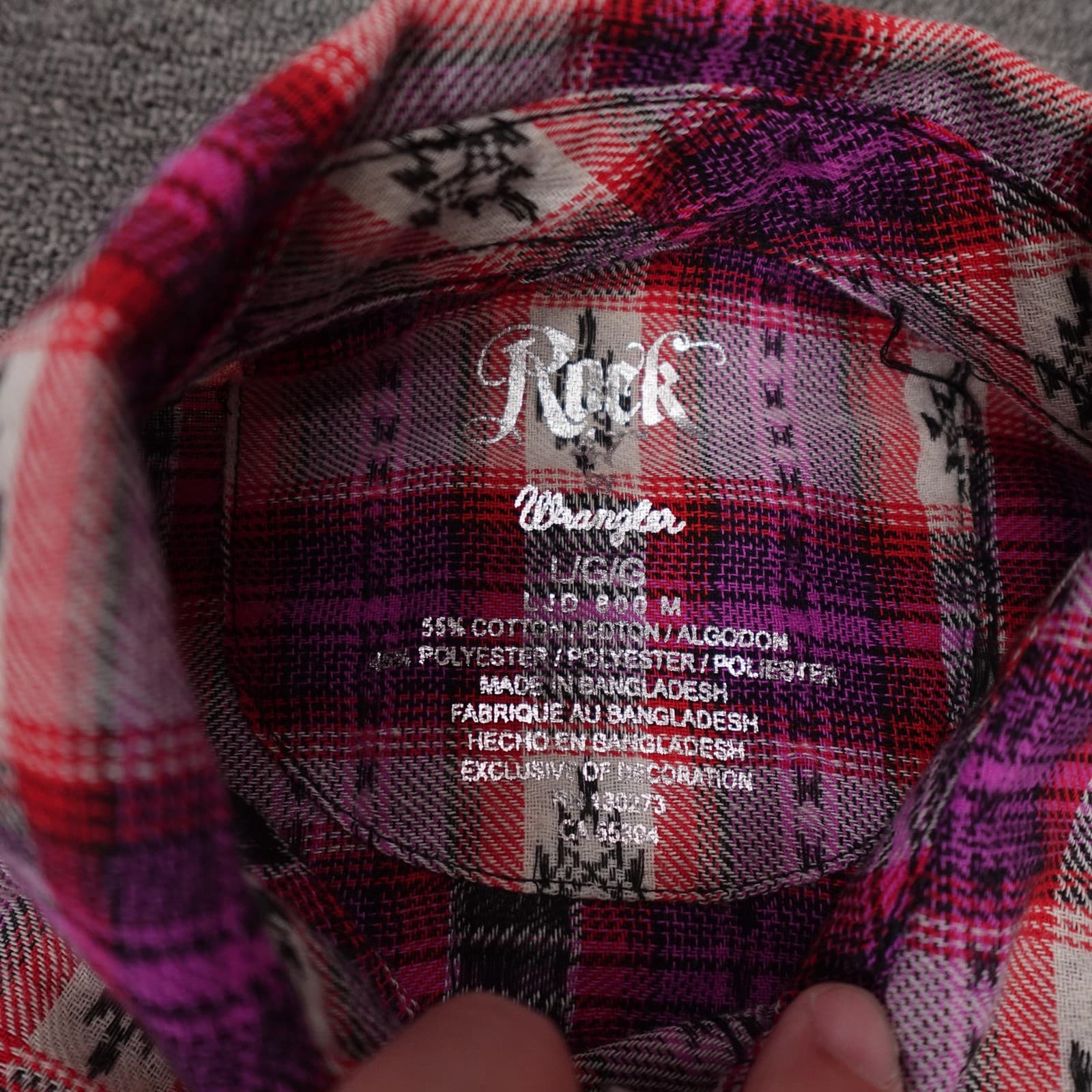 Wrangler Shirt Dress Womens Large Pink Plaid Flannel Button Front Long Sleeve - Thumbnail 3
