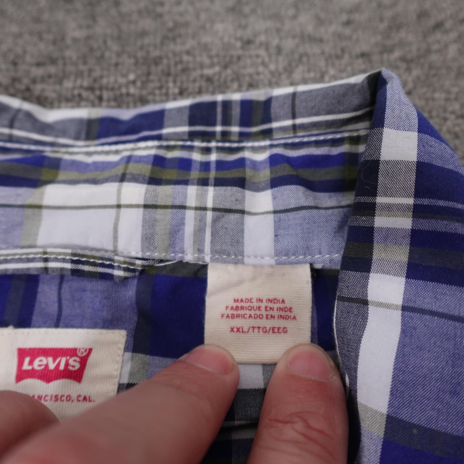 Levis Shirt Mens 2XL Blue Plaid Long Sleeve Button Up Casual Regular Fit - Thumbnail 3