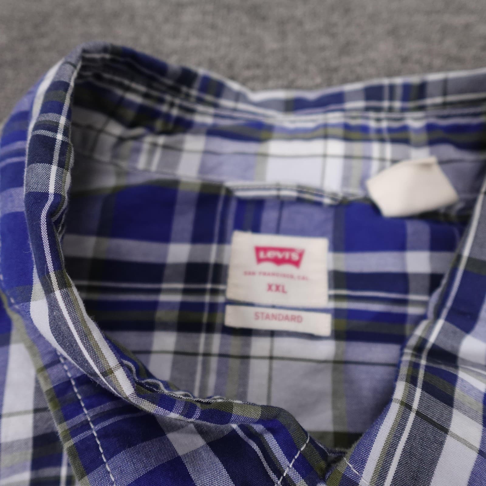 Levis Shirt Mens 2XL Blue Plaid Long Sleeve Button Up Casual Regular Fit - Thumbnail 2