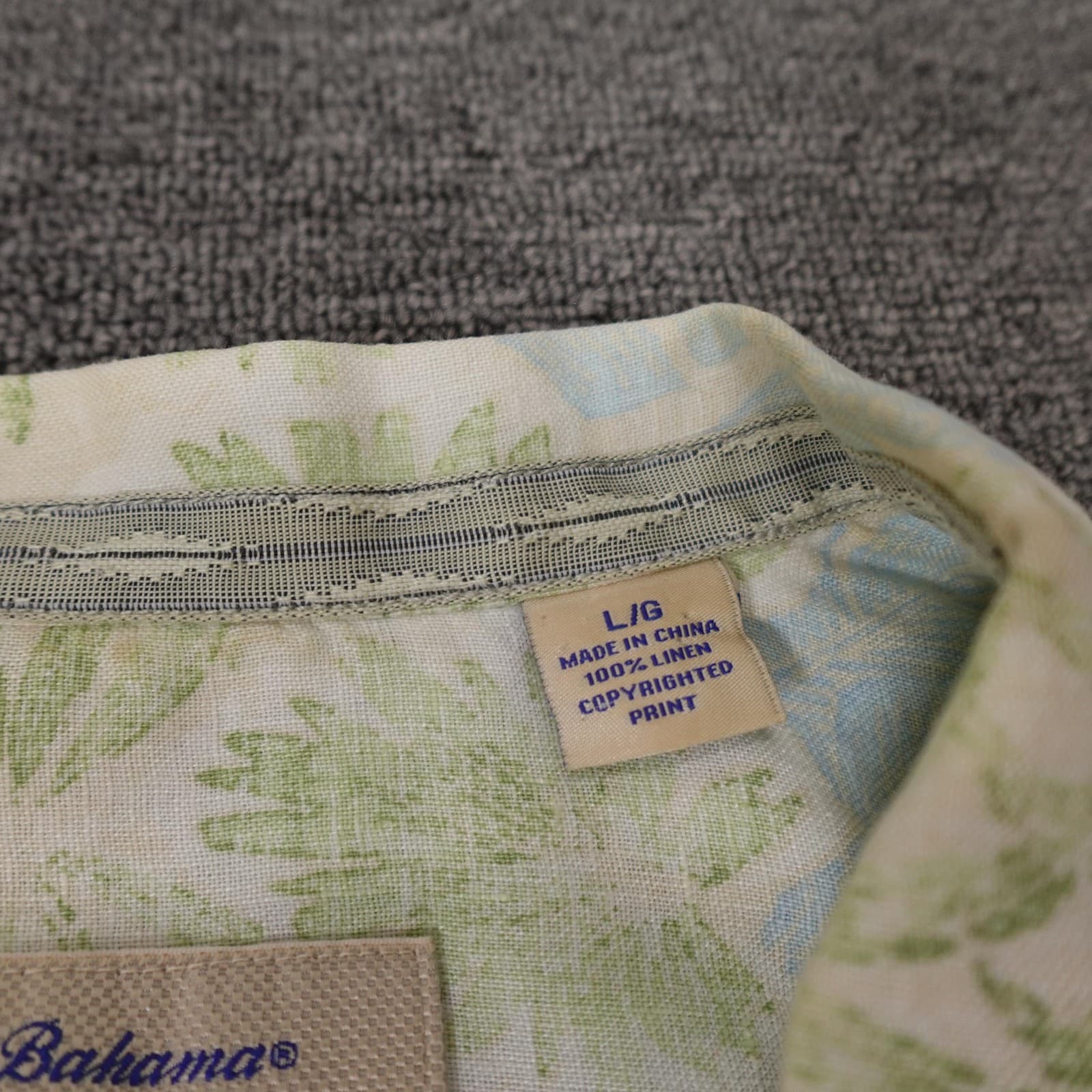 Tommy Bahama Shirt Mens Large Blue Leaf Linen Hawaiian Short Sleeve Button Up - Thumbnail 4