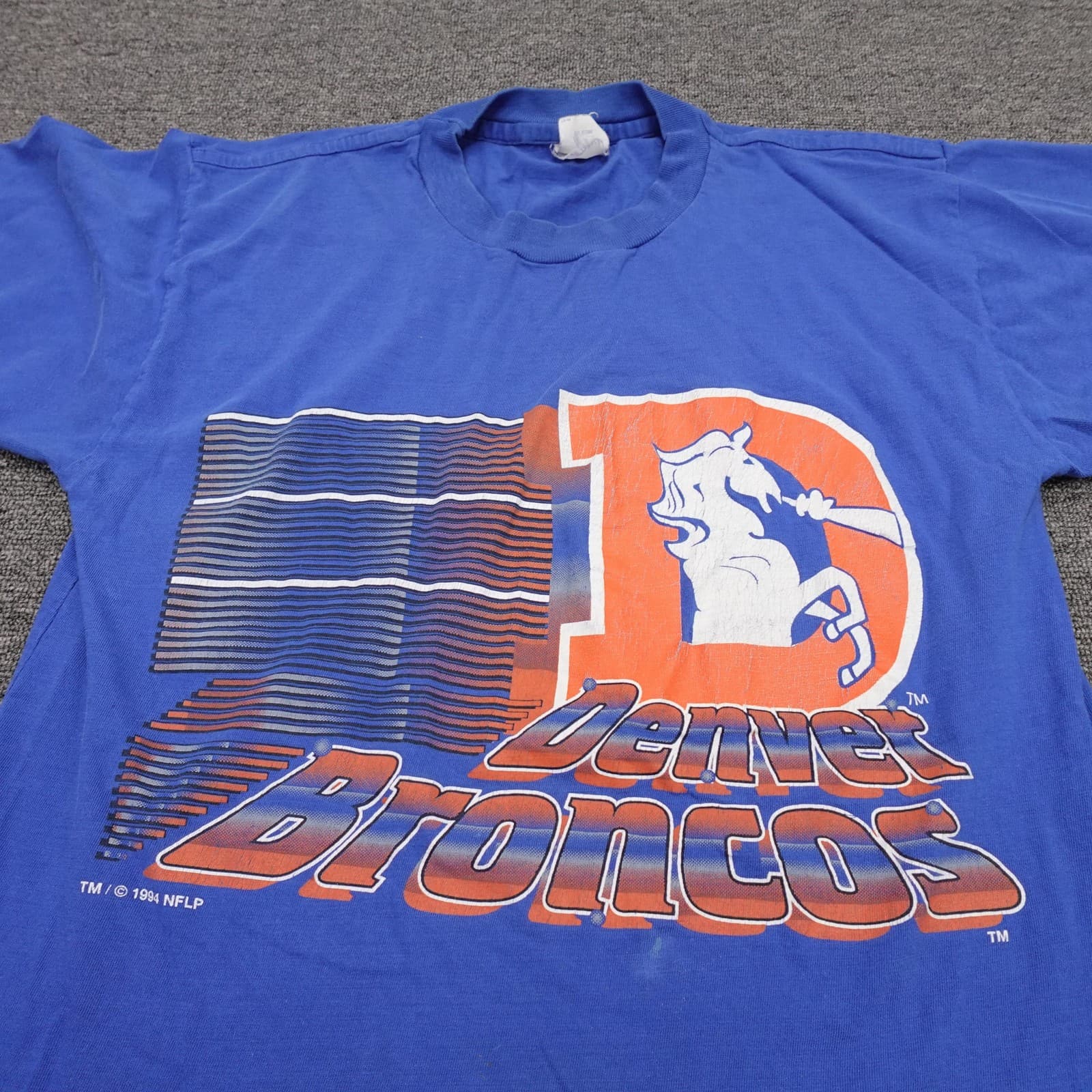 Vintage Denver Broncos Shirt Mens Large Blue NFL Football Competitor 90s - Thumbnail 2