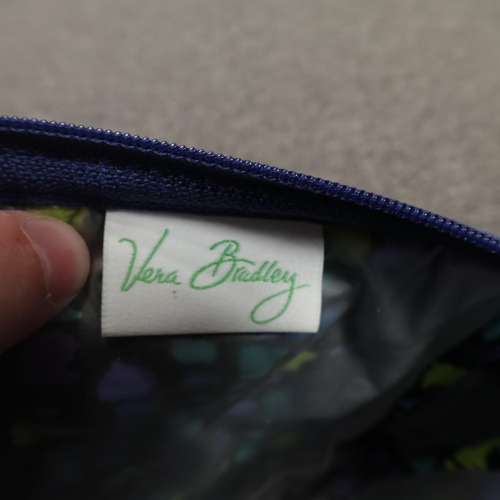 Vera Bradley Clutch Womens Small Blue Floral Quilted Cotton Zip Pouch Travel Bag - Thumbnail 4