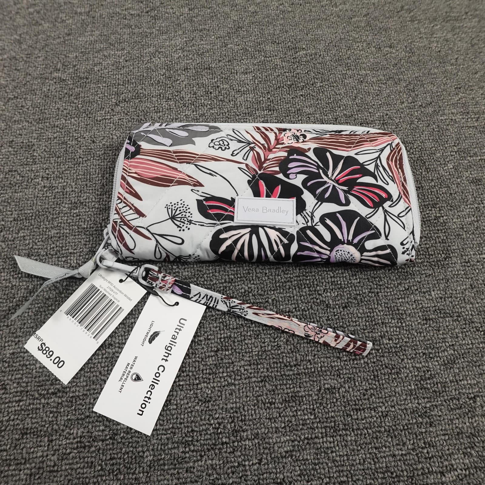 Vera Bradley RFID Wristlet Clutch Womens Small Sun Washed Tropical Ultralight