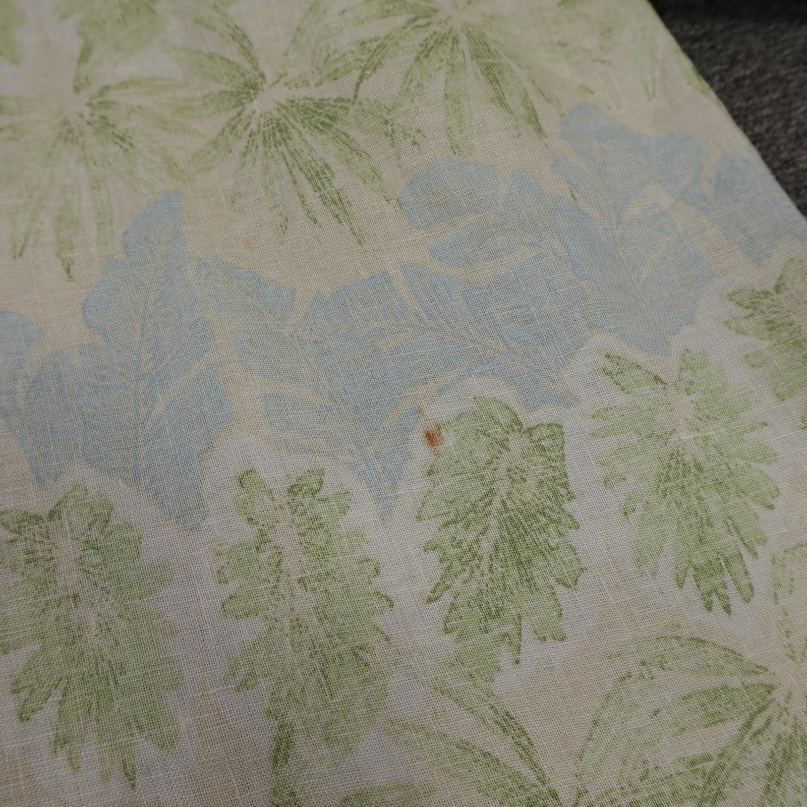 Tommy Bahama Shirt Mens Large Blue Leaf Linen Hawaiian Short Sleeve Button Up - Thumbnail 2