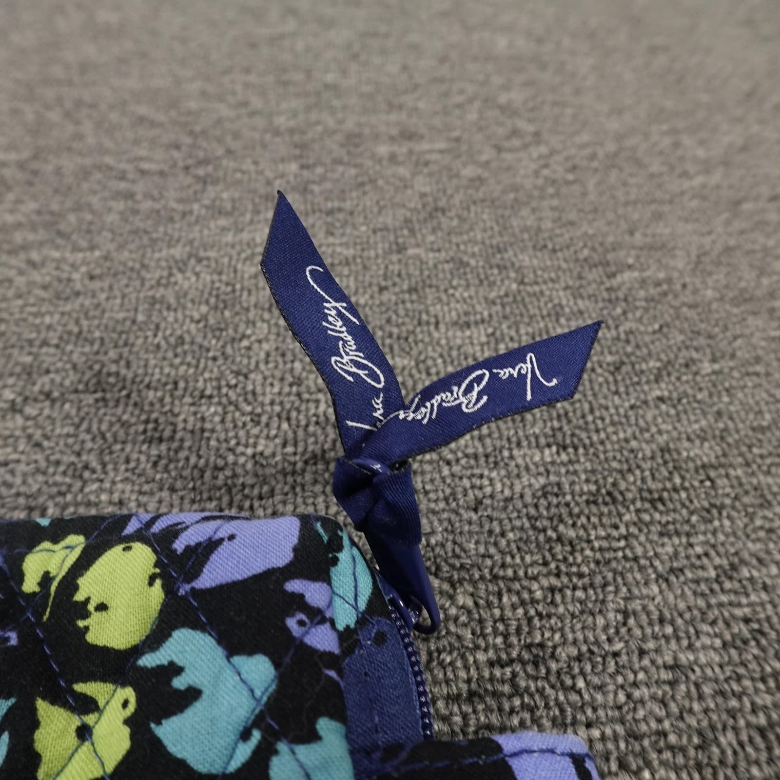 Vera Bradley Clutch Womens Small Blue Floral Quilted Cotton Zip Pouch Travel Bag - Thumbnail 3