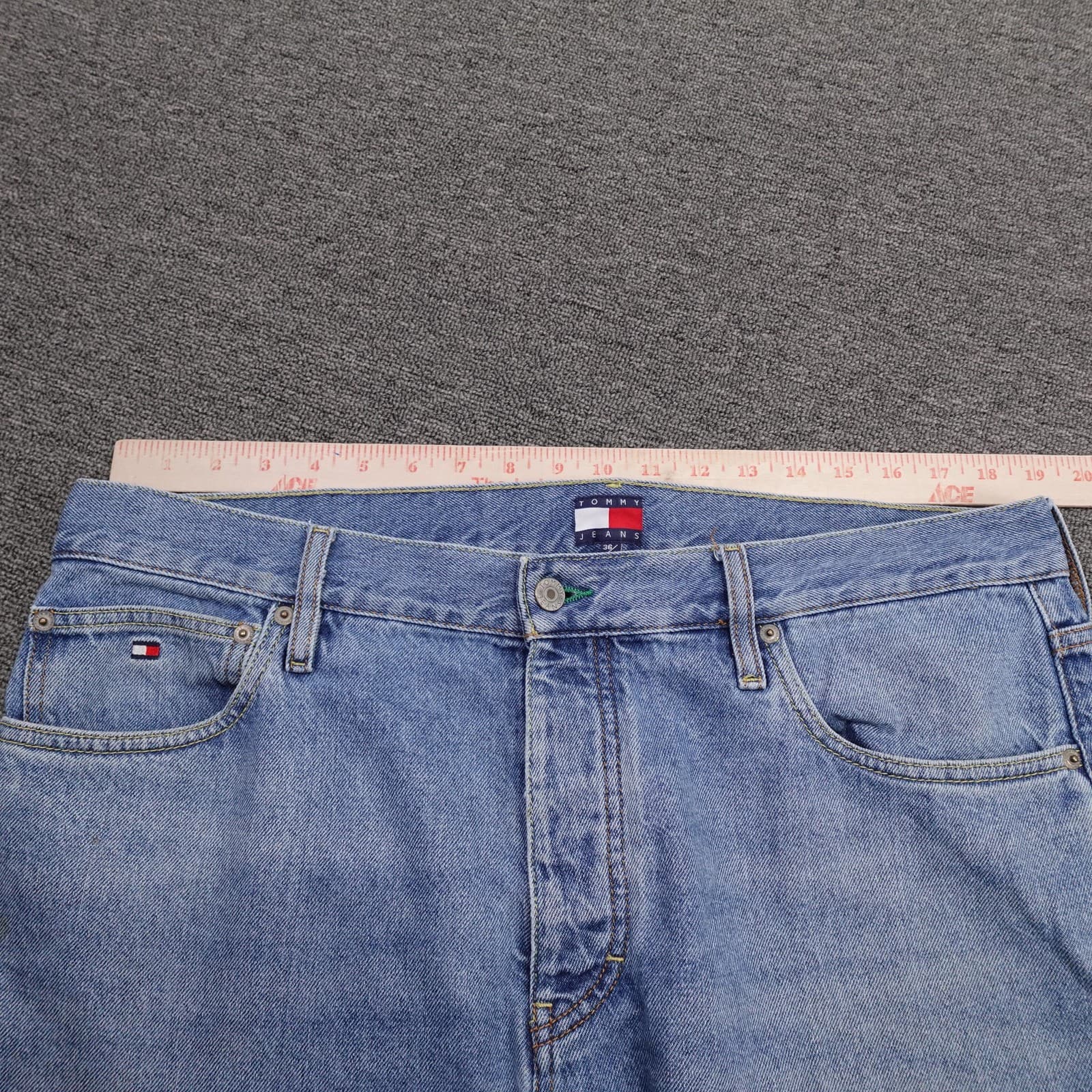 Vintage Tommy Jeans Carpenter Jeans Mens 36x28 Blue Light Relaxed Straight Denim - Thumbnail 13
